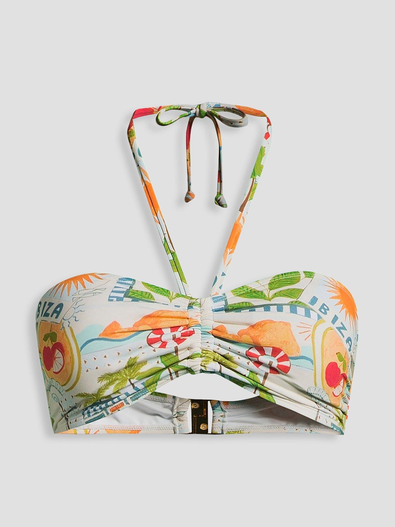 Image 7 of 7 of The Very Collection Ibiza Postcard Print Bandeau Top - Multi