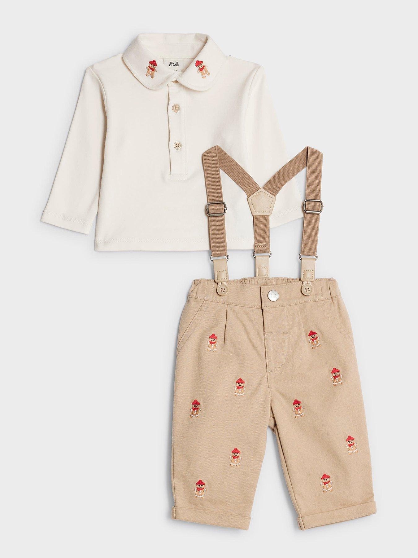 River Island Baby Boys Gingerbread Dungarees - Beige
