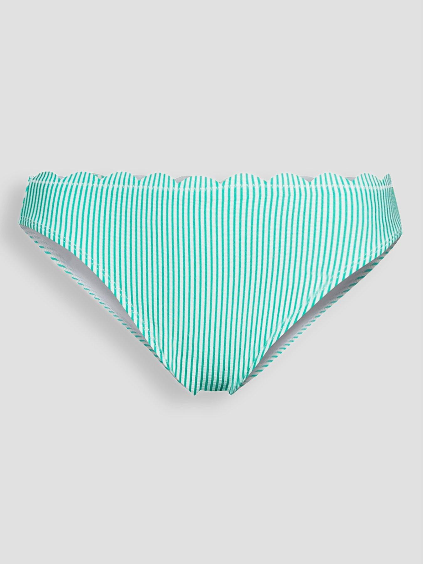 Image 7 of 7 of The Very Collection Stripe Scalloped Underwired Bikini Bottom - Green