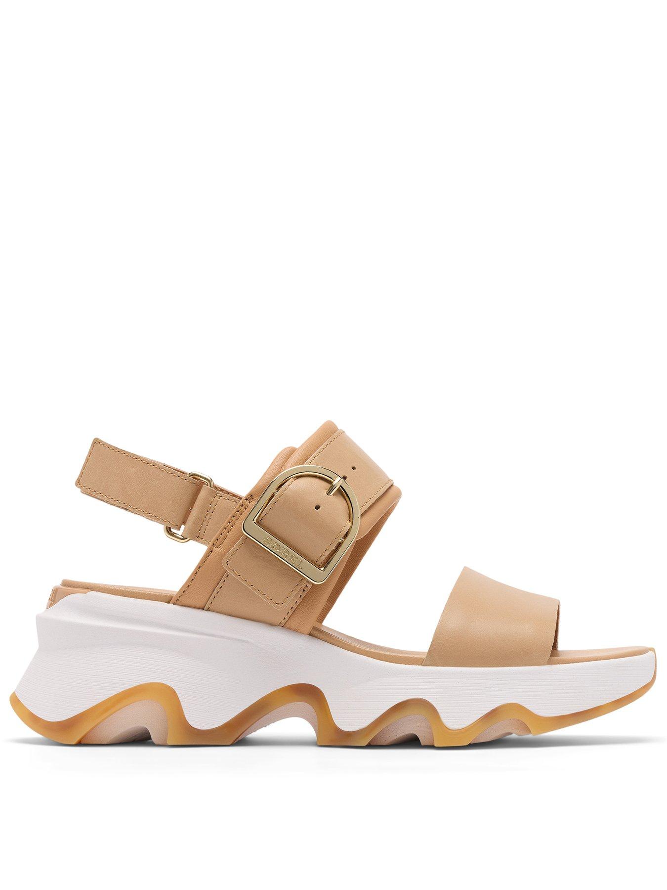 SOREL Womens Kinetic Impact Wedge Sandals - Beige