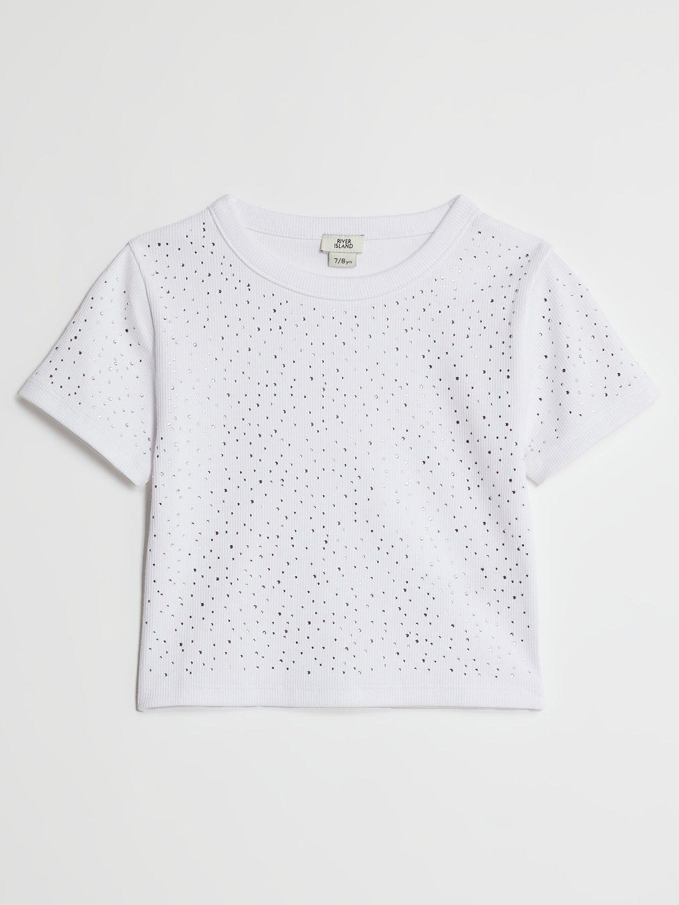 River Island Older Girls Hotfix Baby T-Shirt - White