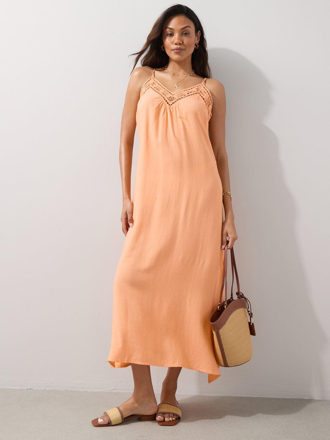The Very Collection Crochet Hem Maxi Dress - Orange