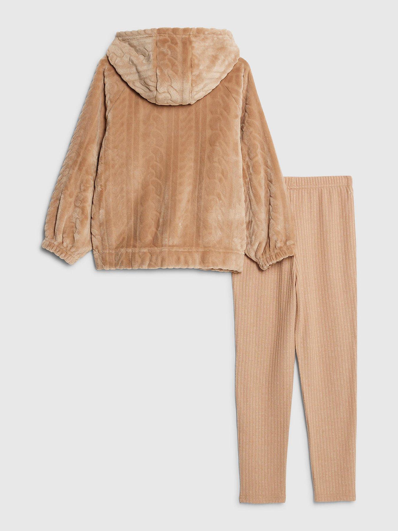 Image 2 of 5 of River Island Older Girls Cosy Cable Legging Set - Beige