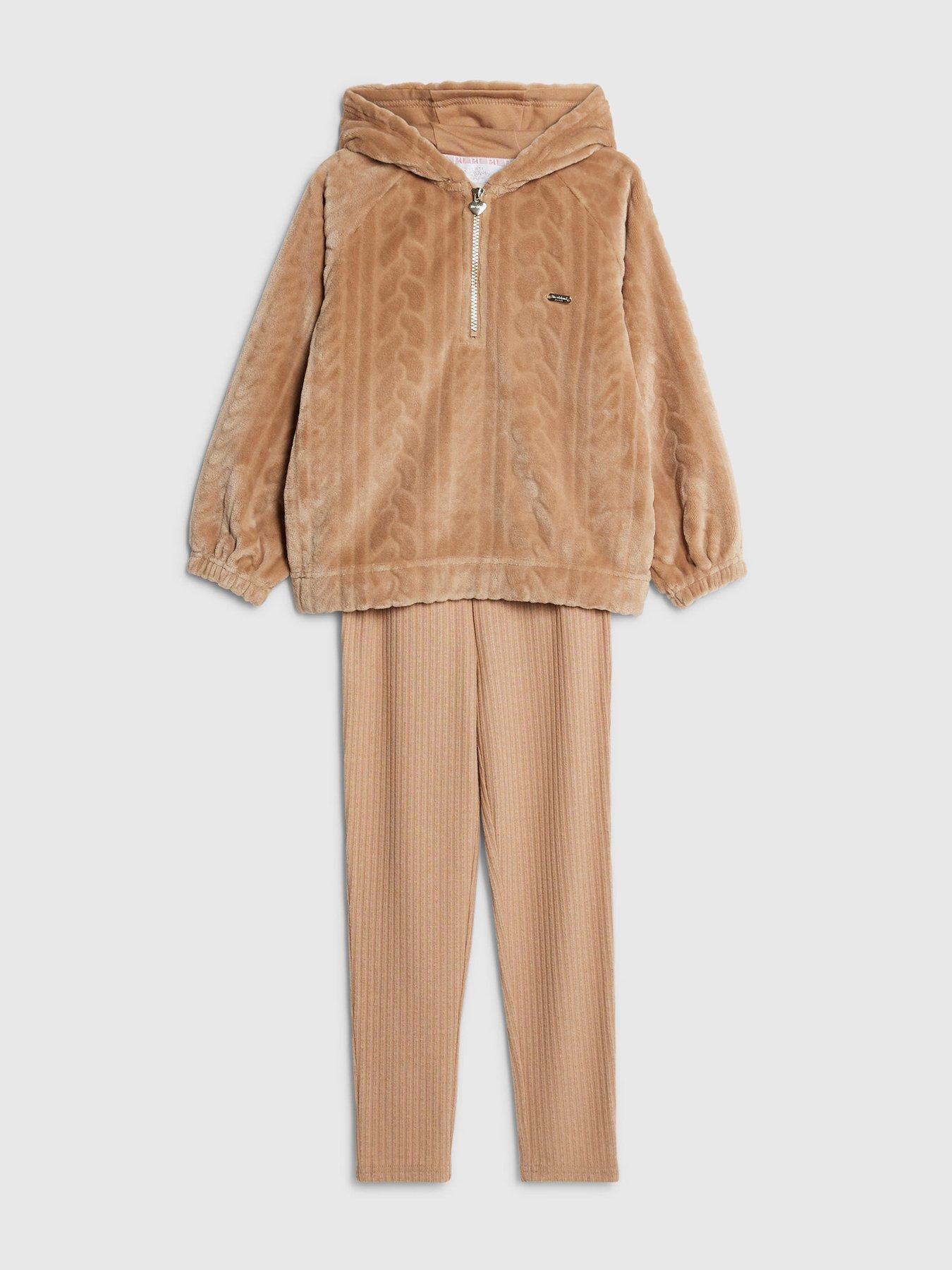 Image 3 of 5 of River Island Older Girls Cosy Cable Legging Set - Beige