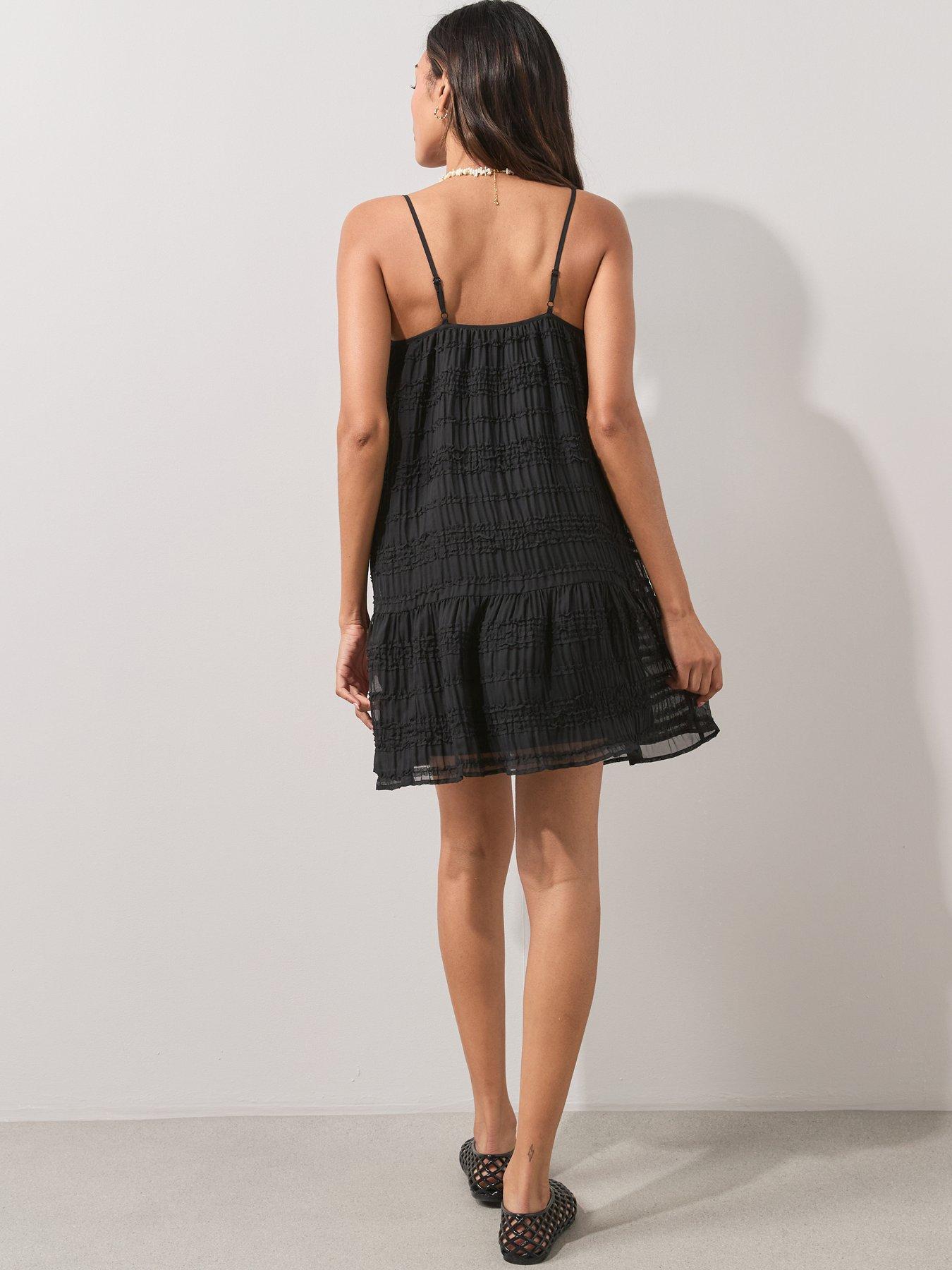 Image 2 of 7 of The Very Collection Sheer Ruffle Mini Beach Dress - Black