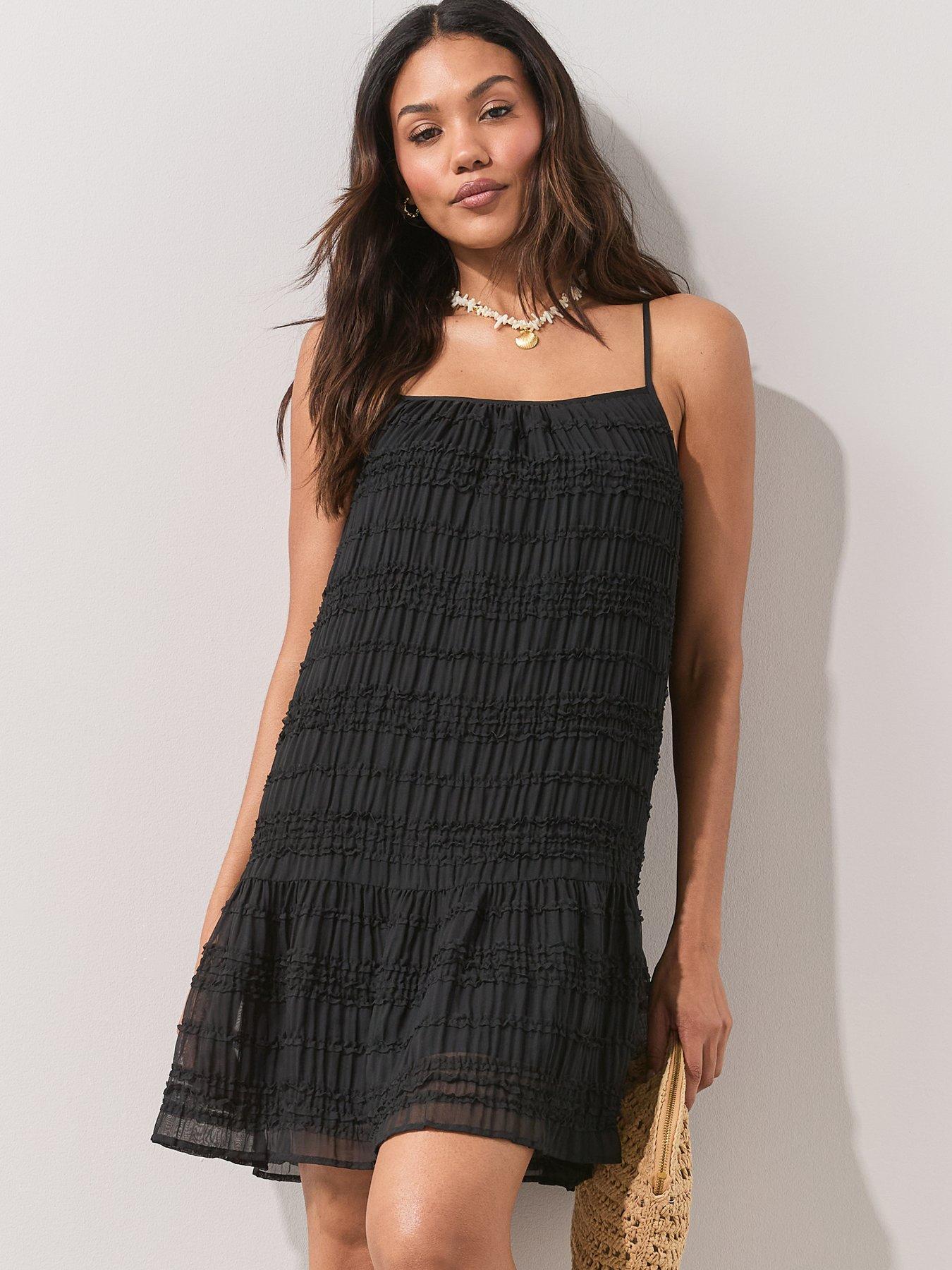 Image 5 of 7 of The Very Collection Sheer Ruffle Mini Beach Dress - Black