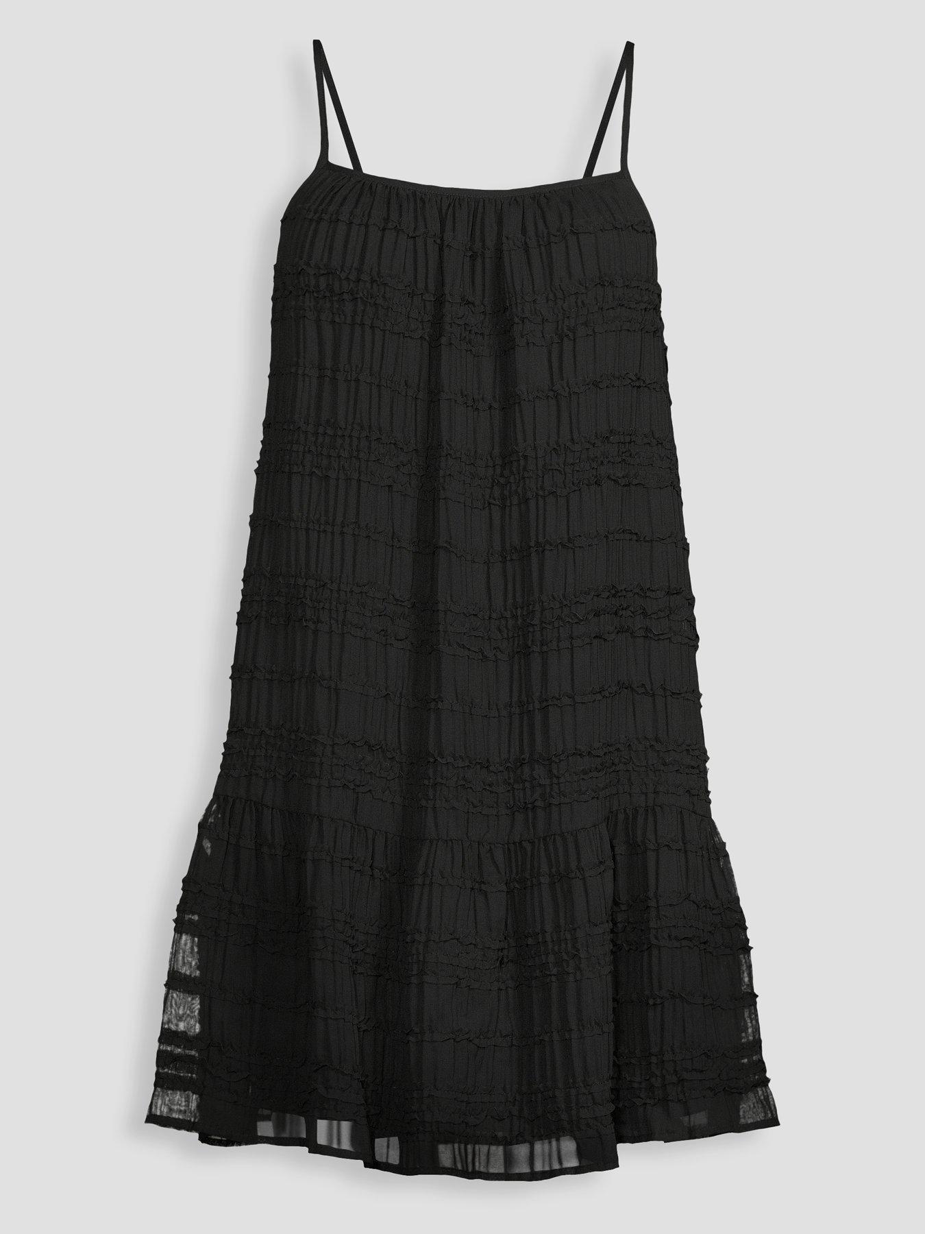 Image 7 of 7 of The Very Collection Sheer Ruffle Mini Beach Dress - Black