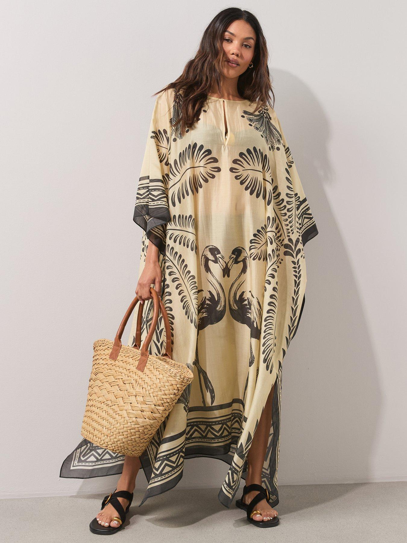 The Very Collection Palm Print Maxi Beach Kaftan - Multi