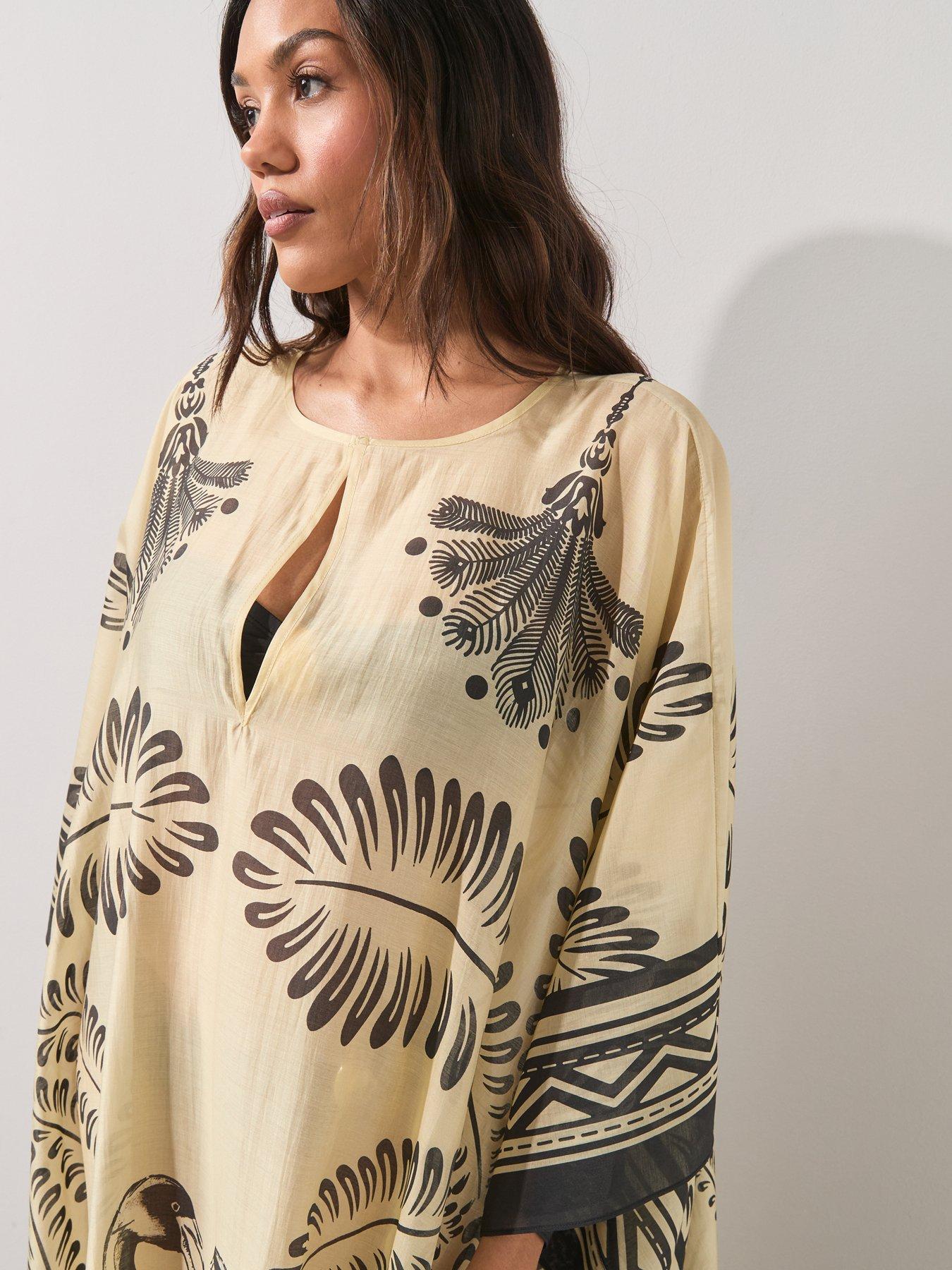 Image 4 of 6 of The Very Collection Palm Print Maxi Beach Kaftan - Multi