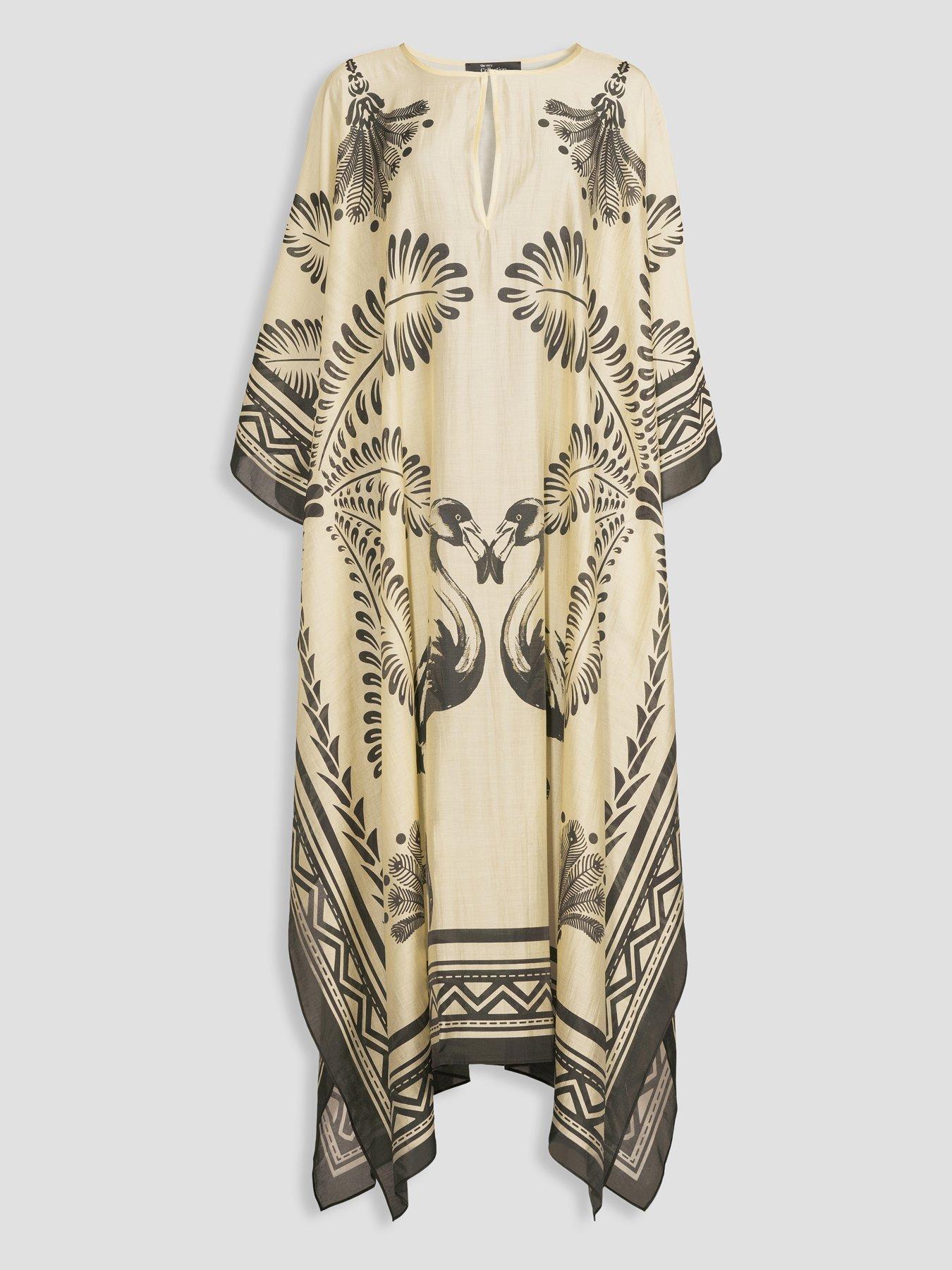 Image 6 of 6 of The Very Collection Palm Print Maxi Beach Kaftan - Multi