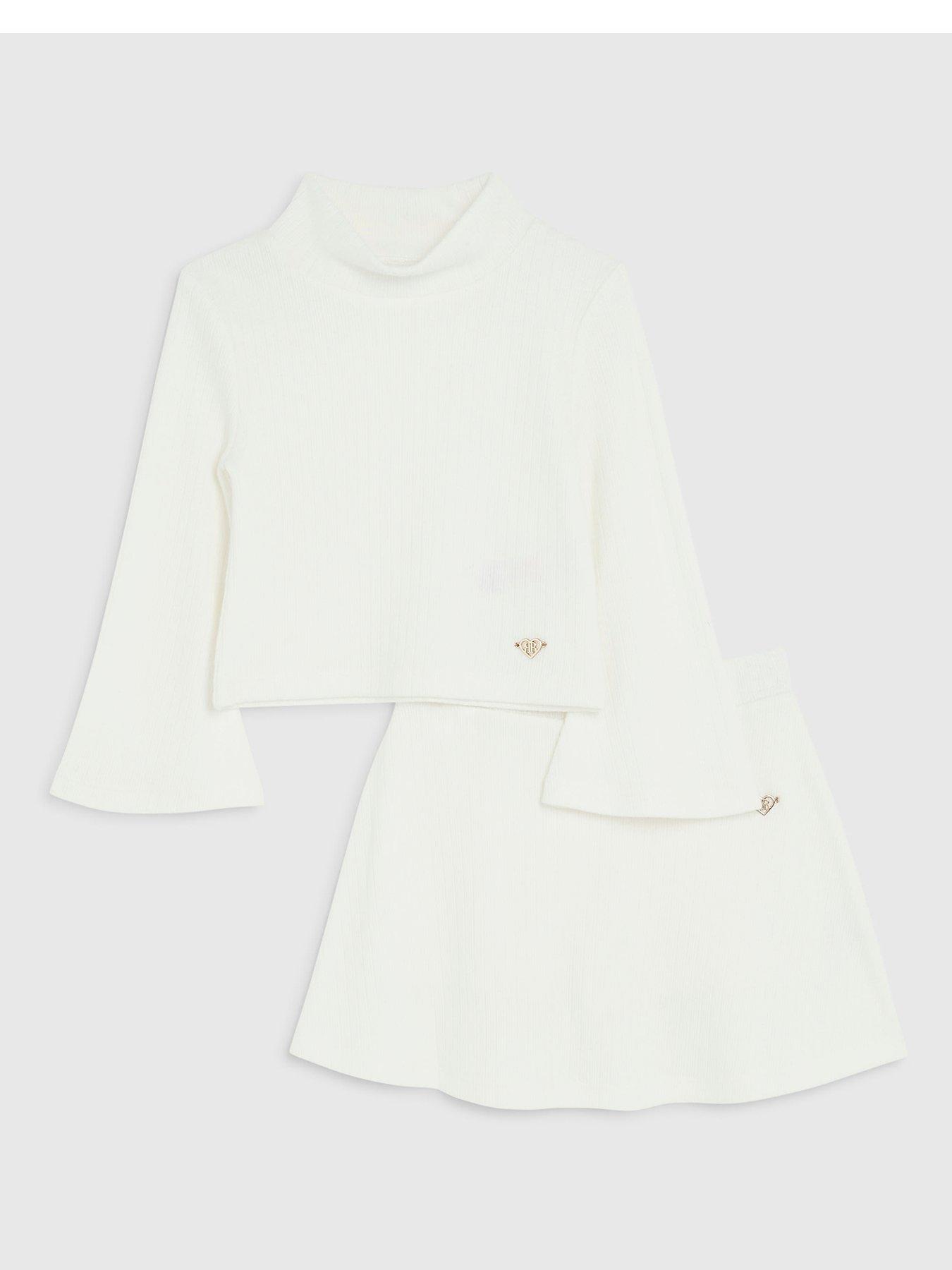 River Island Mini Girls Cosy Skort Set - Cream