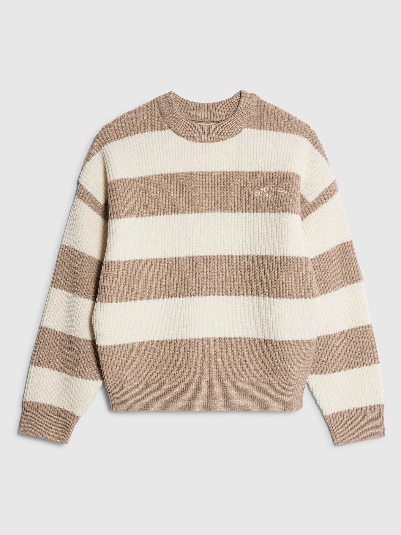 River Island Older Boys Ribbed Stripe Jumper - Beige