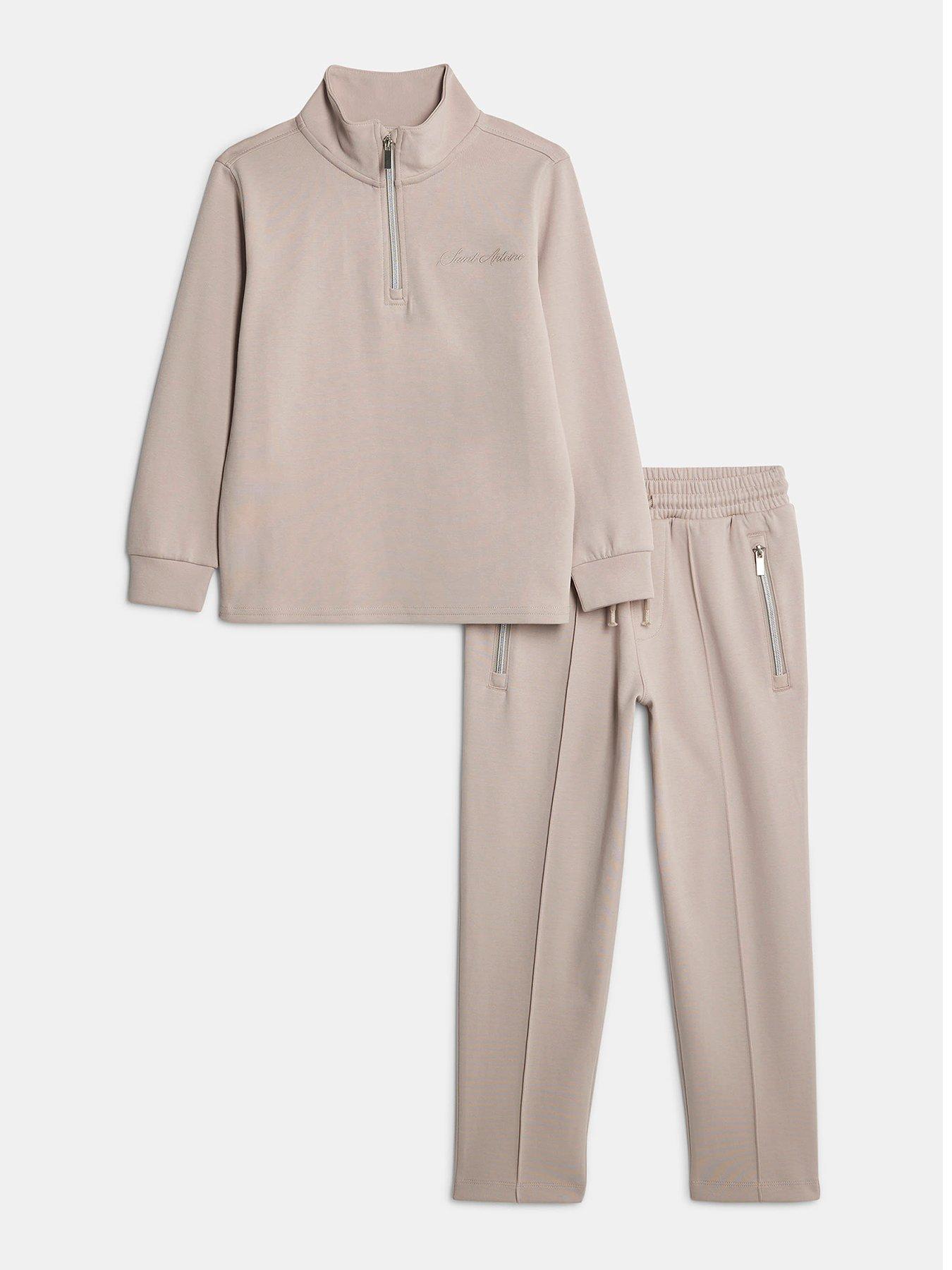 River Island Older Boys Zip Funnel Neck Top Set - Beige