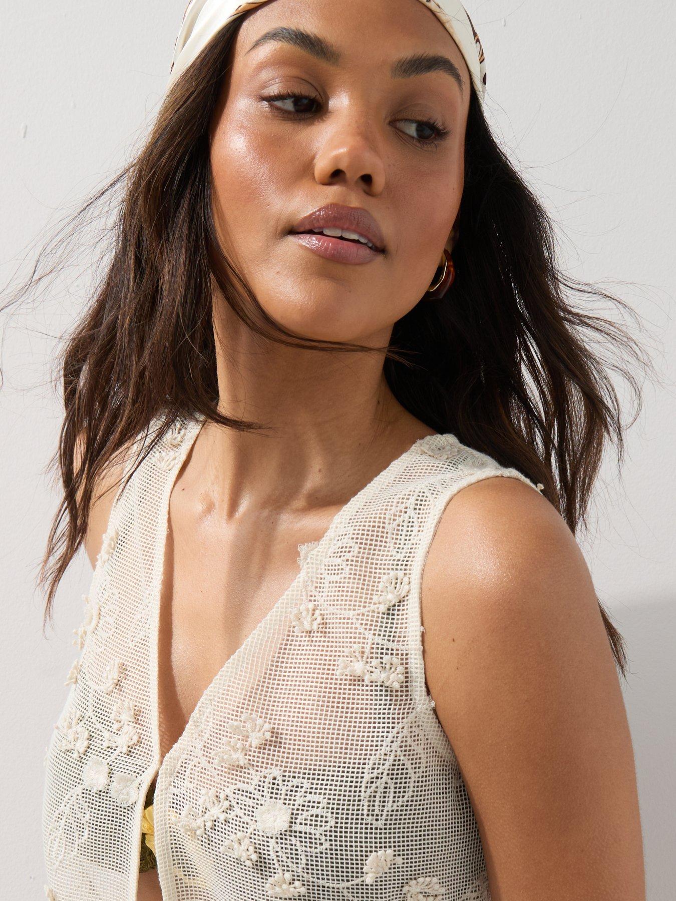 Image 4 of 7 of The Very Collection Sheer Lace Top Beach Co-ord
