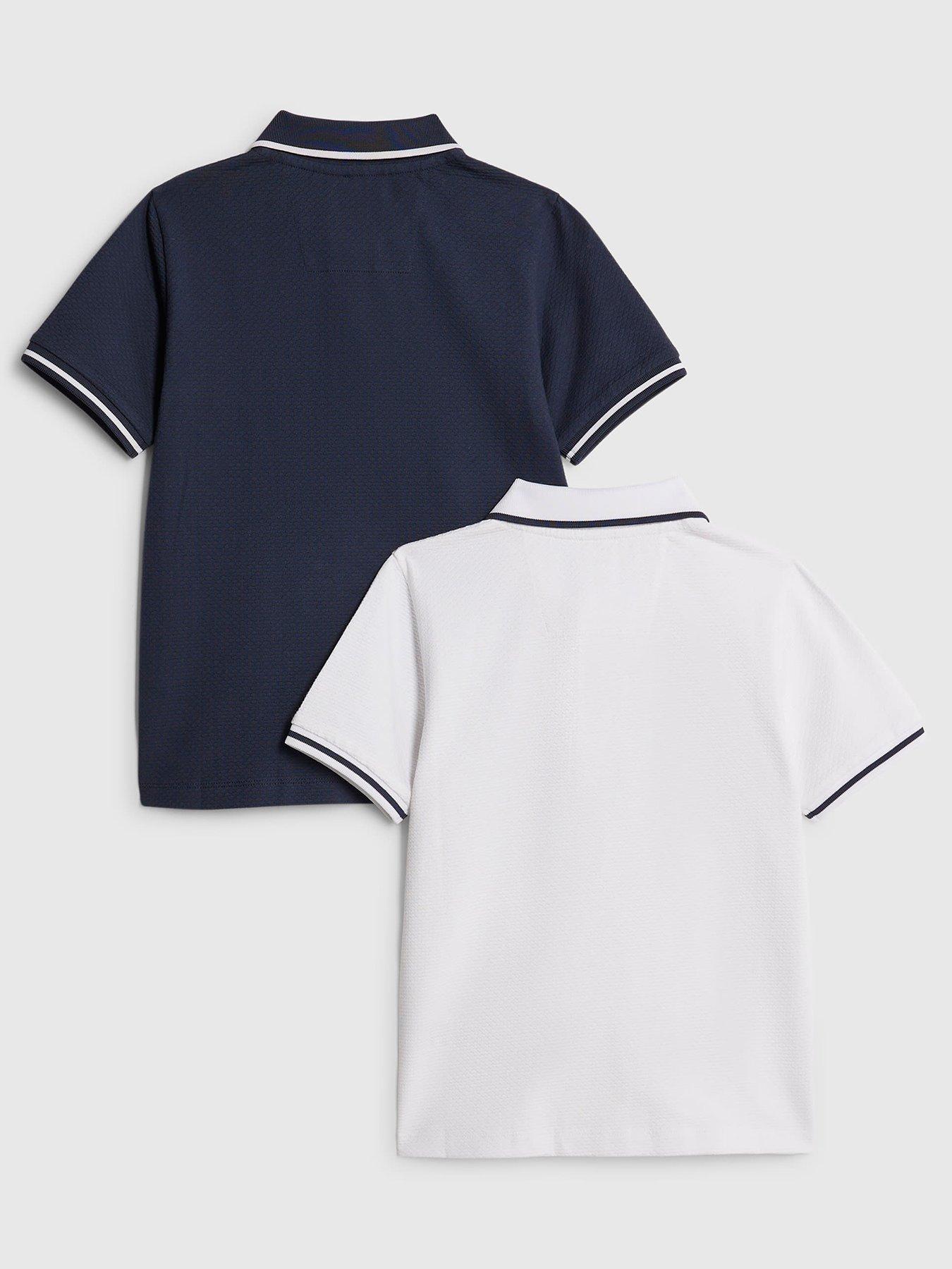 Image 2 of 4 of River Island Older Boys 2 Pack Polo Shirts - Blue / White
