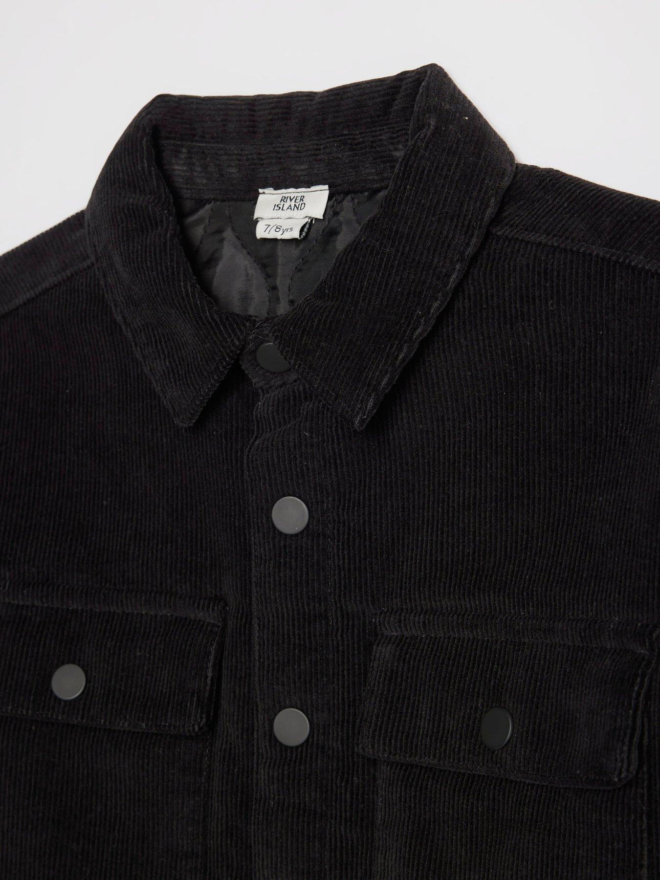 Image 3 of 4 of River Island Older Boys Corduroy Lined Back Print Shacket - Black