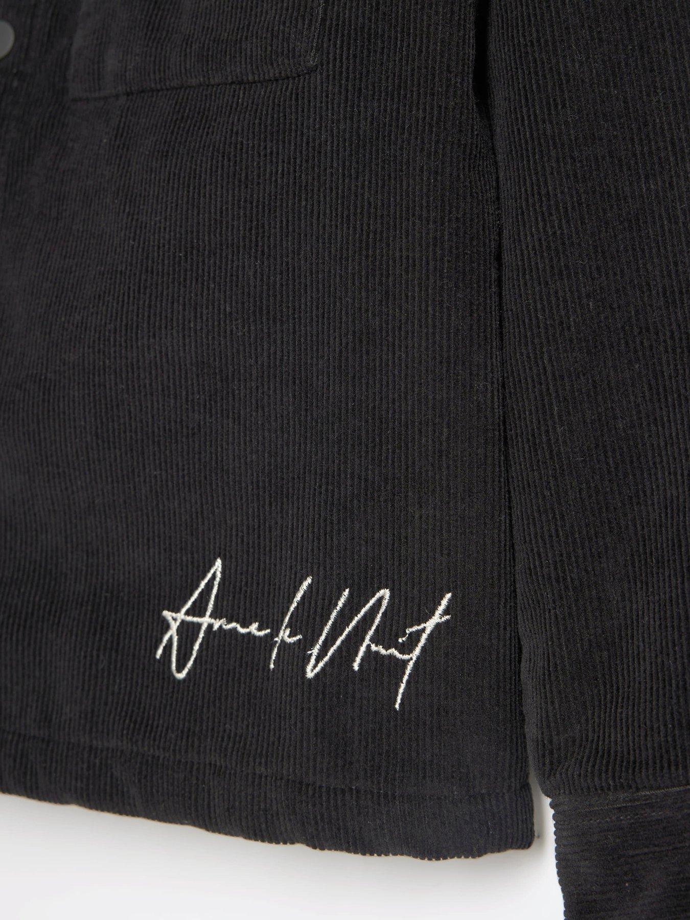 Image 4 of 4 of River Island Older Boys Corduroy Lined Back Print Shacket - Black