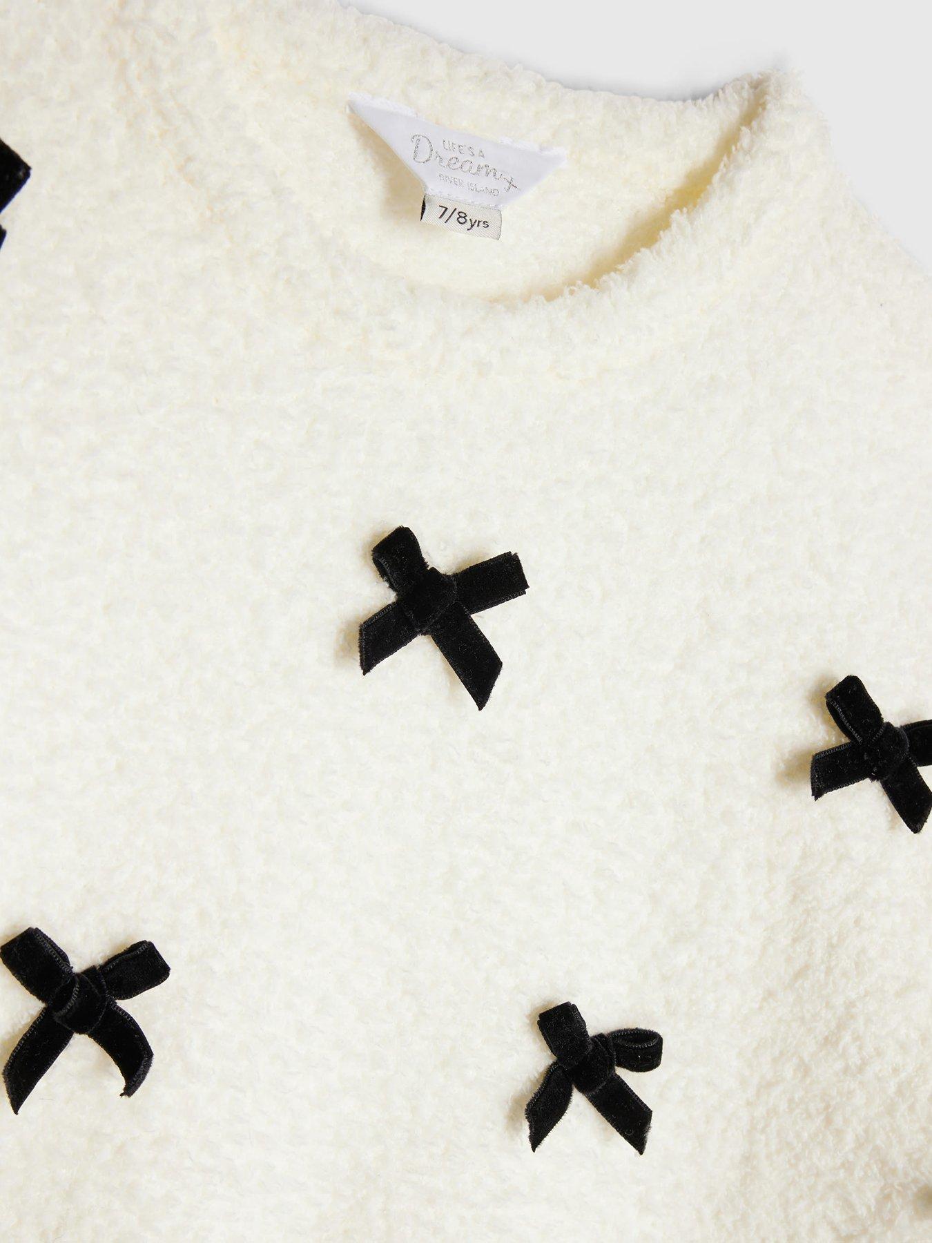 Image 5 of 5 of River Island Older Girls 3D Bow Loungewear Set - Cream