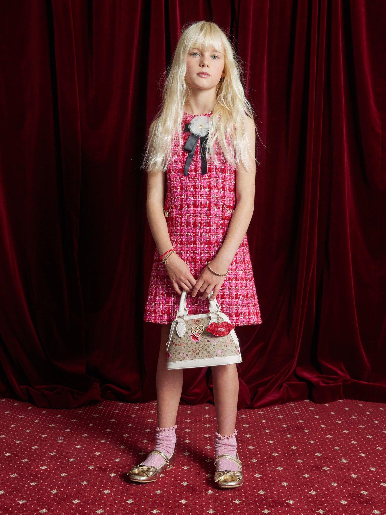 River Island Older Girls Boucle Corsage Shift Dress - Pink