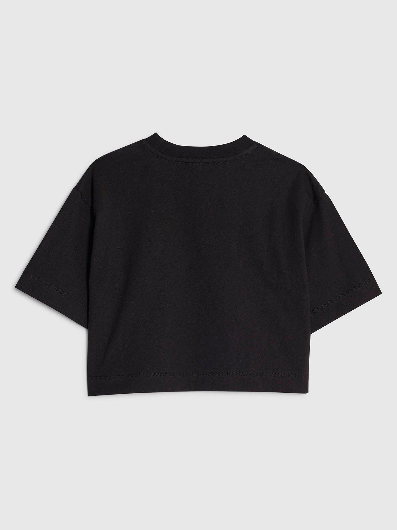 Image 2 of 4 of River Island Older Girls Embellished Bow Top - Black