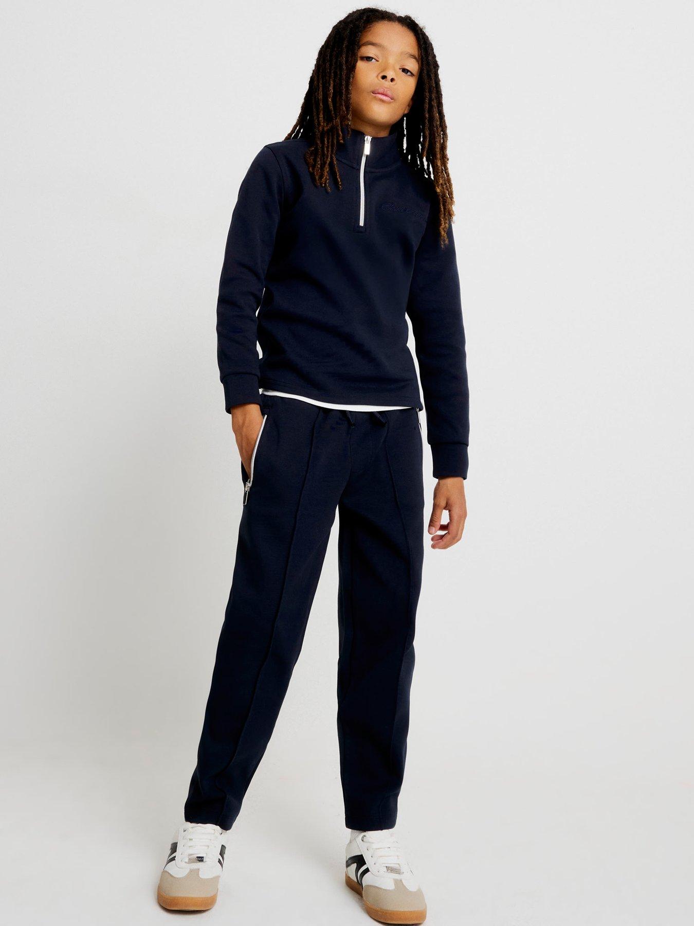 River Island Older Boys Zip Funnel Sweatshirt Set - Navy