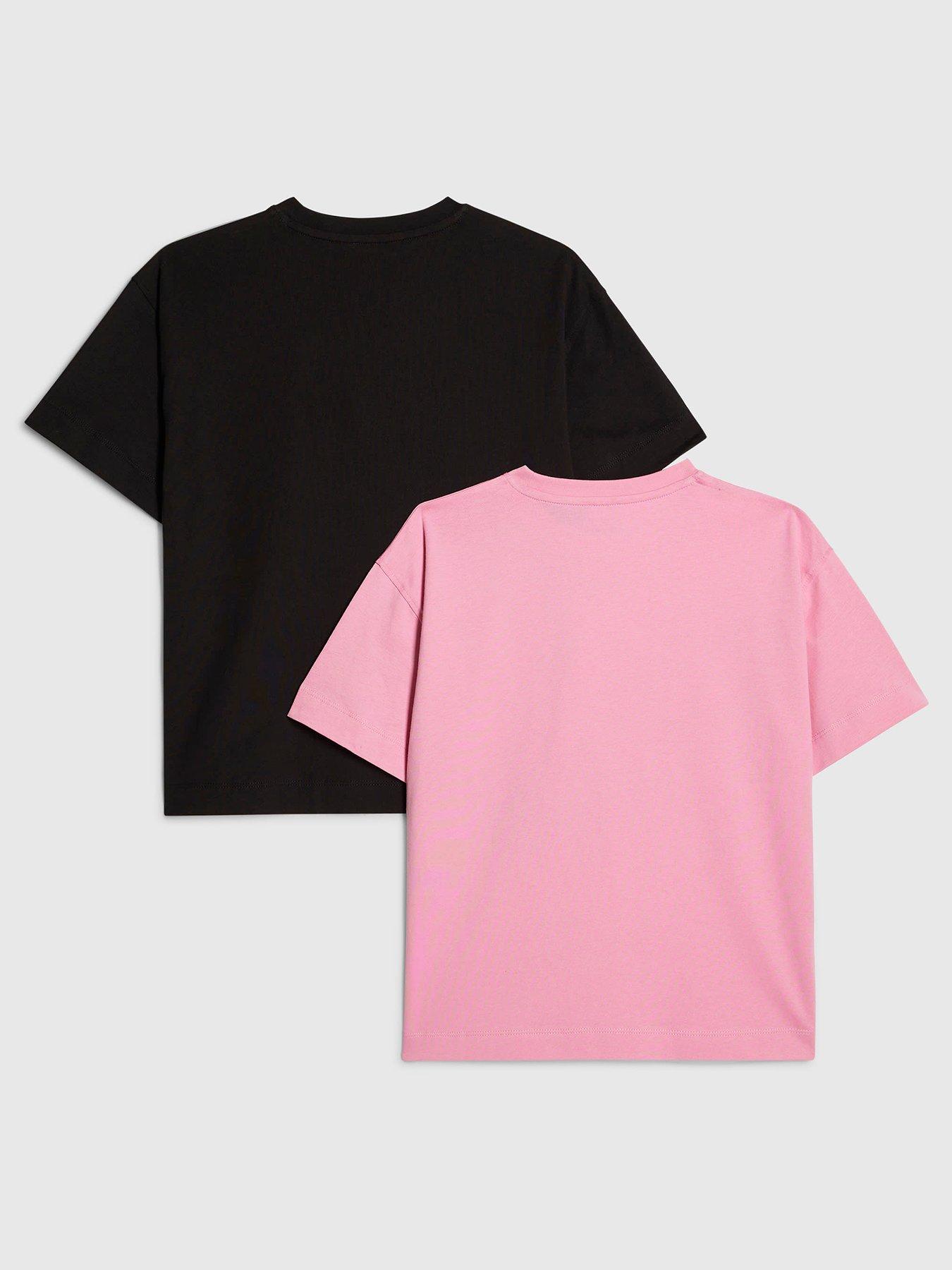 Image 2 of 4 of River Island Older Girls 2 Pack Boyfriend T-Shirts - Pink