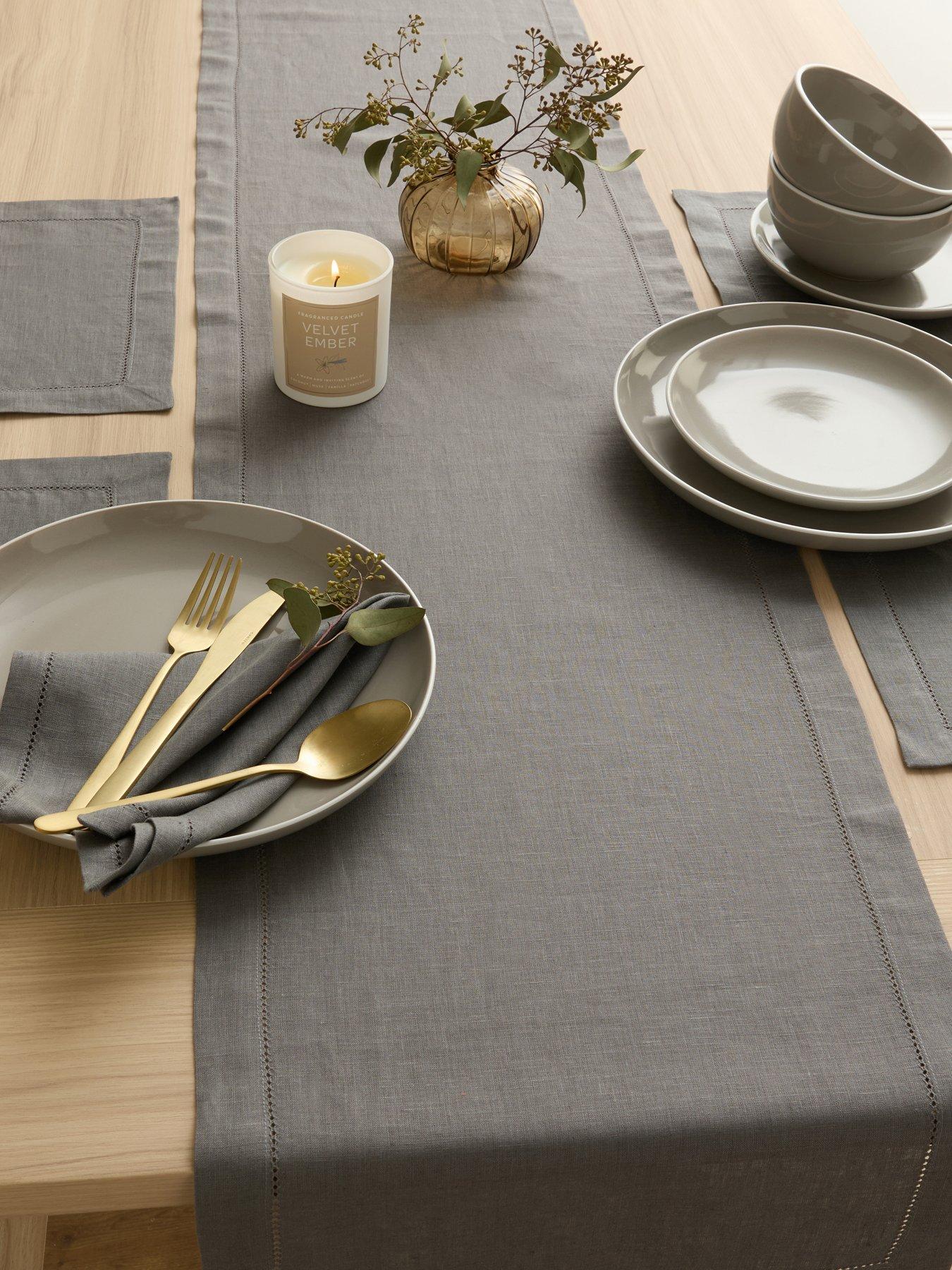 Image 1 of 5 of The Very Collection Charcoal Linen Table Runner 36 X 180cm