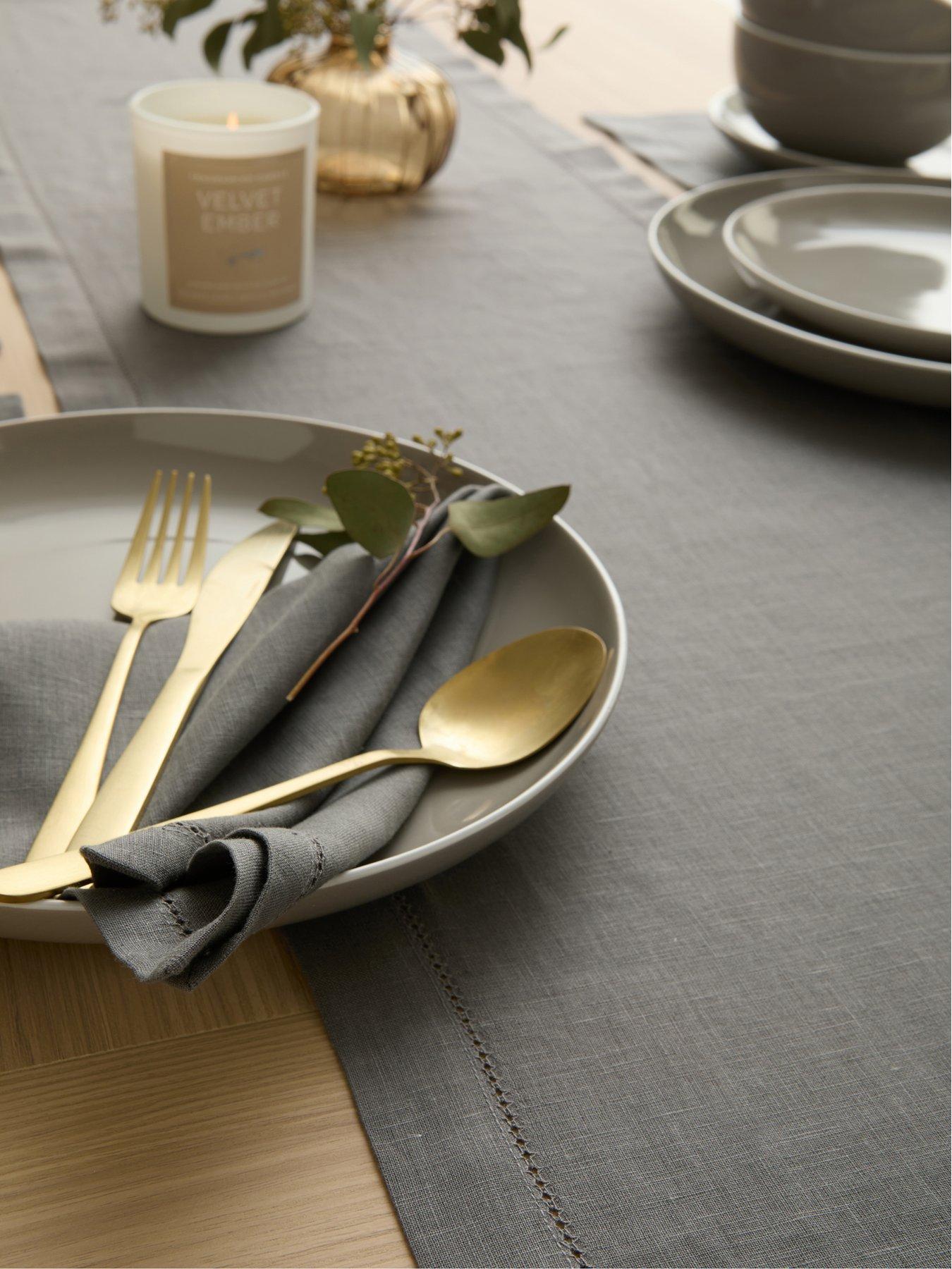 Image 3 of 5 of The Very Collection Charcoal Linen Table Runner 36 X 180cm