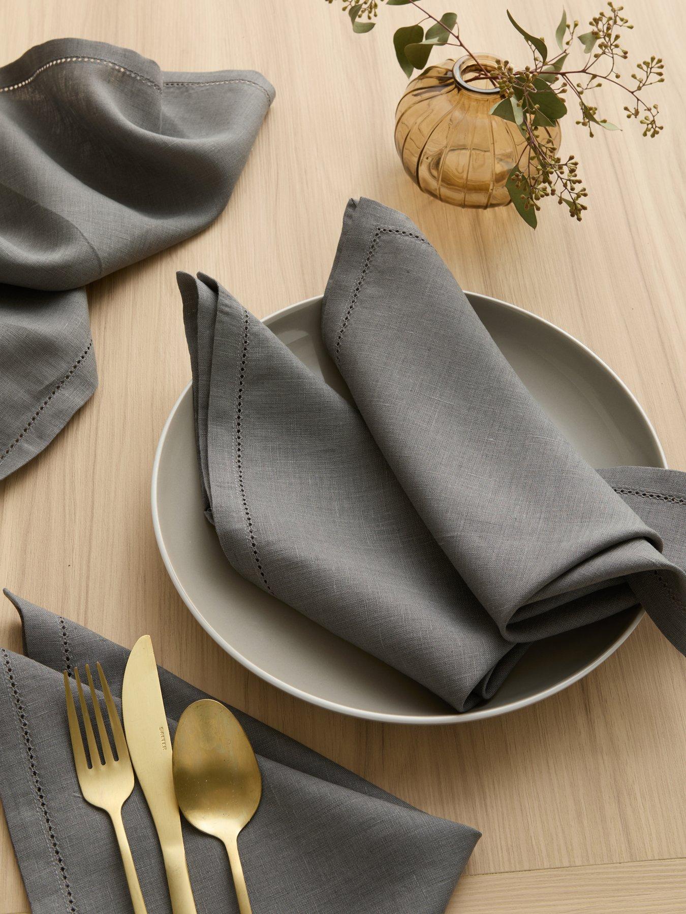 Image 1 of 5 of The Very Collection Set Of 4 Charcoal Linen Napkins 40 X 40cm