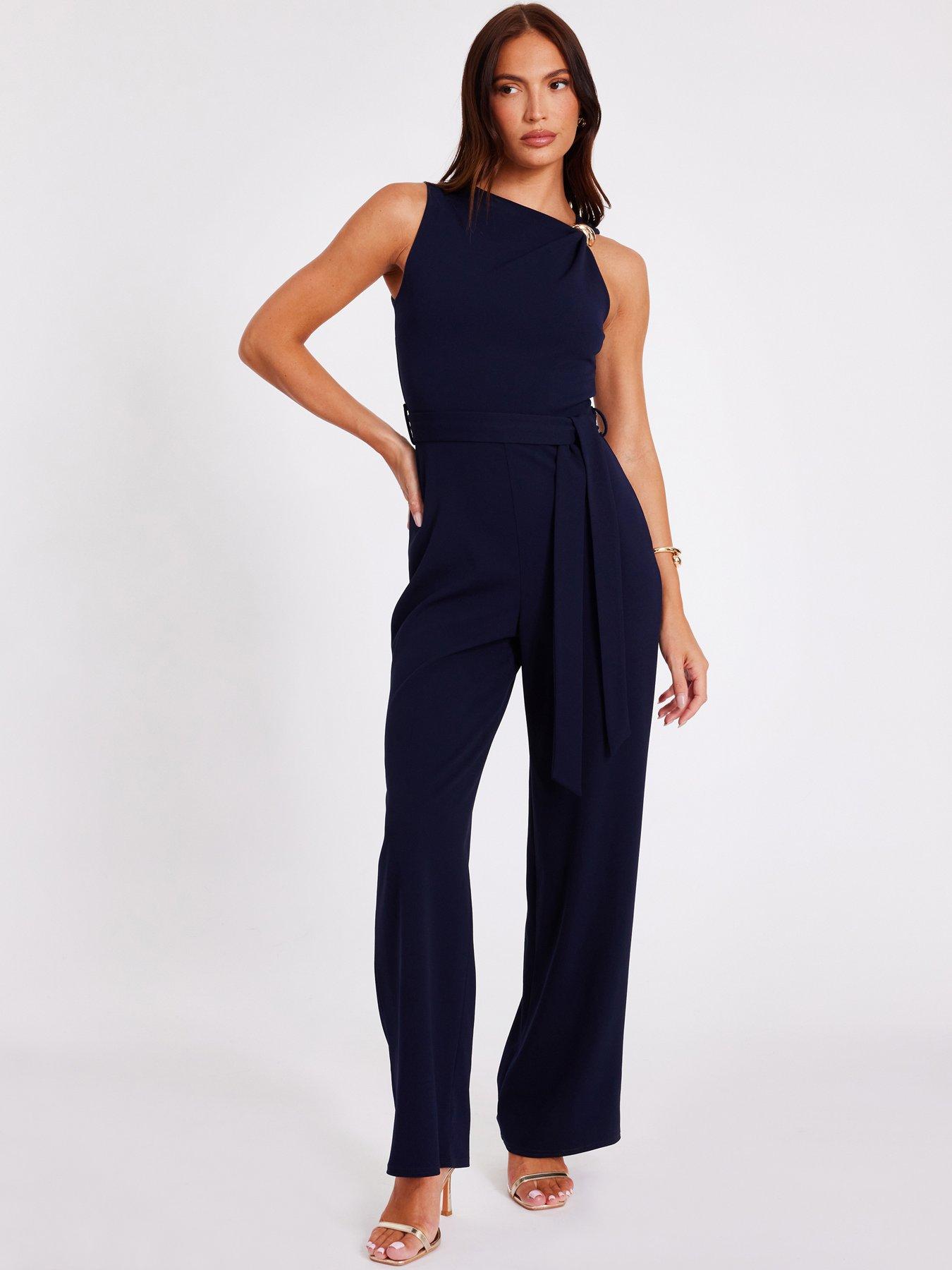 undefined Navy Buckle Detail Jumpsuit