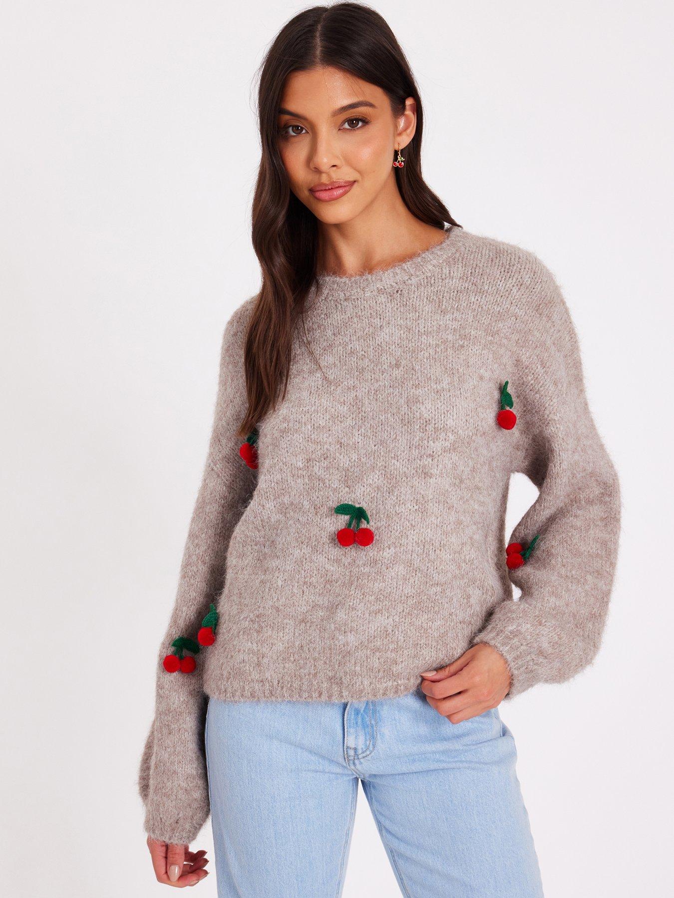 Quiz Stone Knitted Cherry Jumper