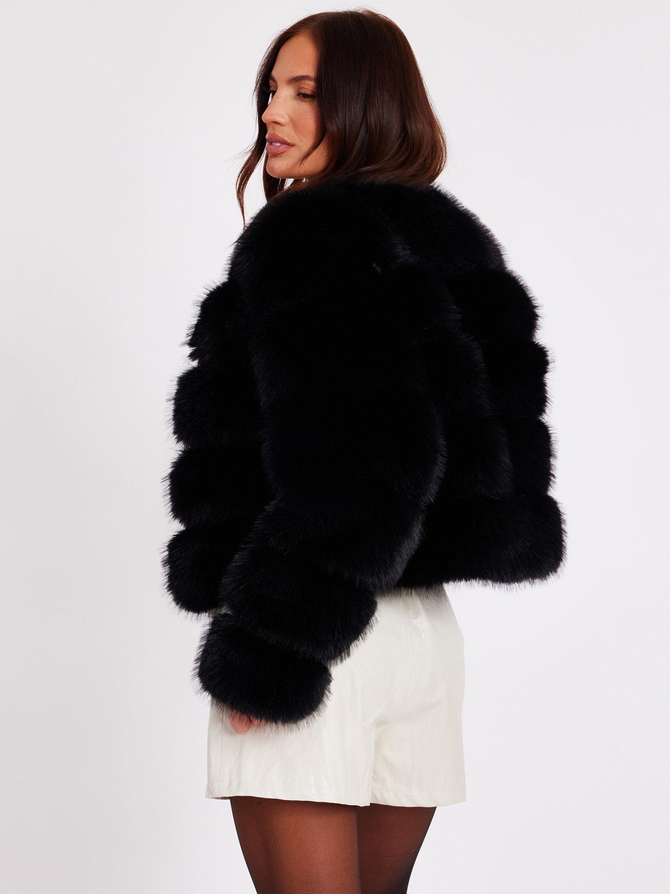 Image 2 of 6 of Quiz Black Faux Fur Jacket