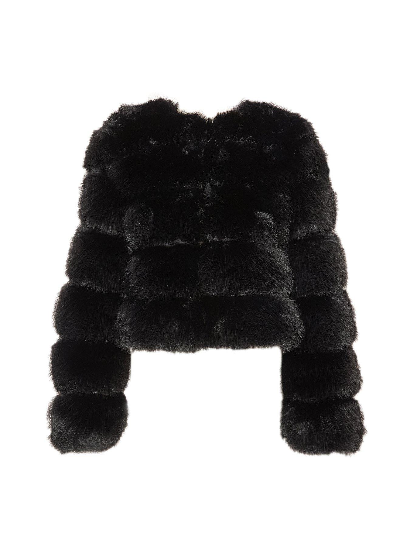 Image 4 of 6 of Quiz Black Faux Fur Jacket