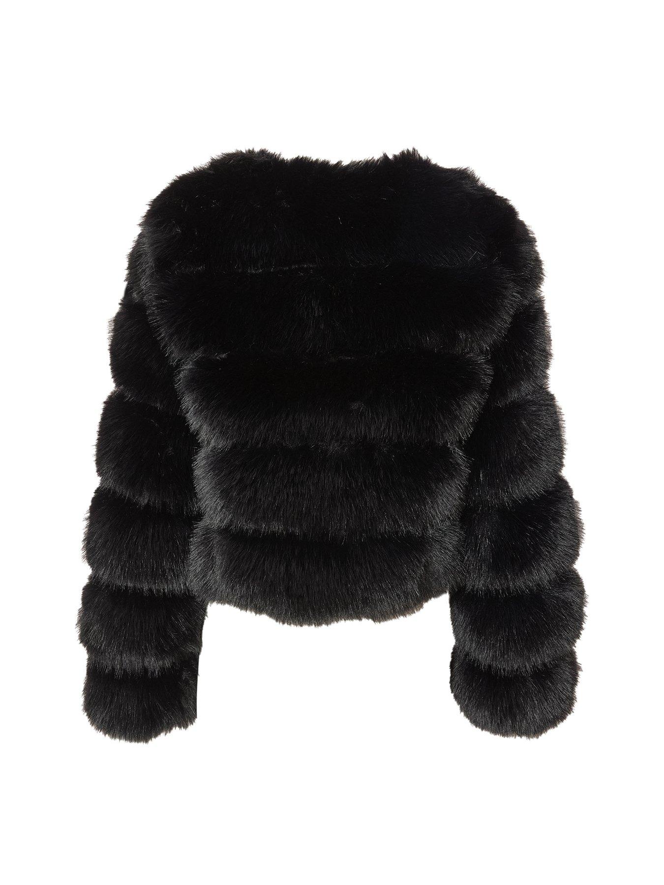 Image 5 of 6 of Quiz Black Faux Fur Jacket