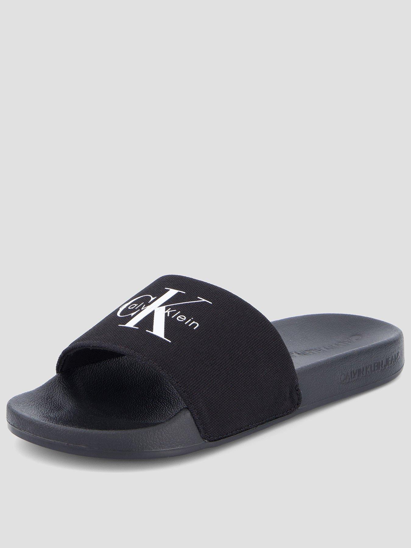 Calvin Klein Monogram Sliders - Black