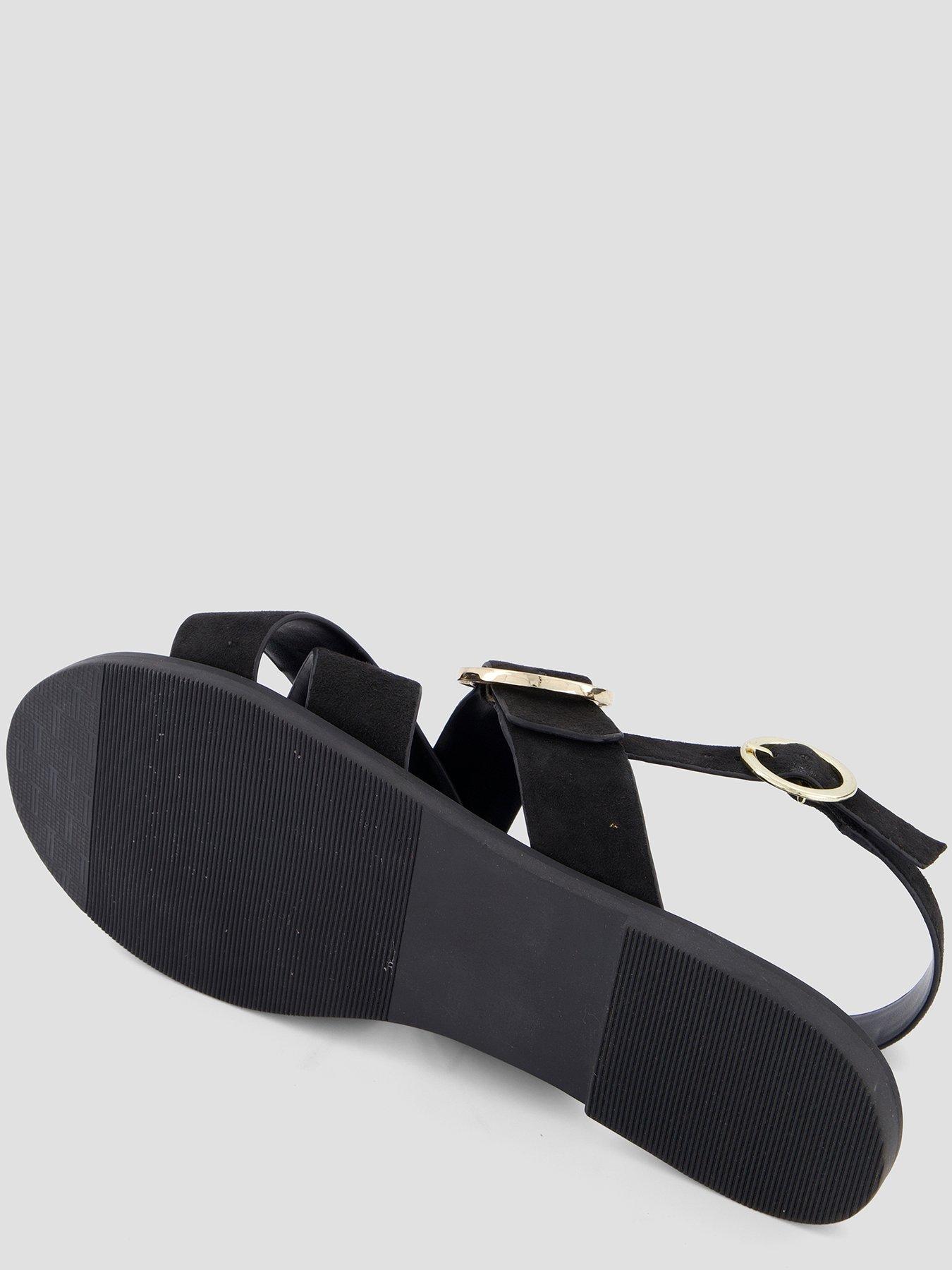 The Very Collection Extra Wide Fit Leather Strappy Sandals - Black | Very