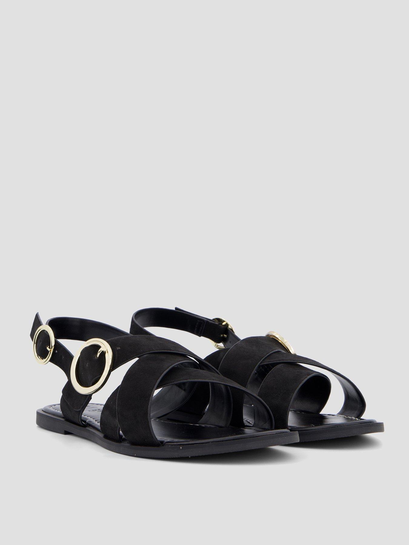 The Very Collection Extra Wide Fit Leather Strappy Sandals - Black | Very