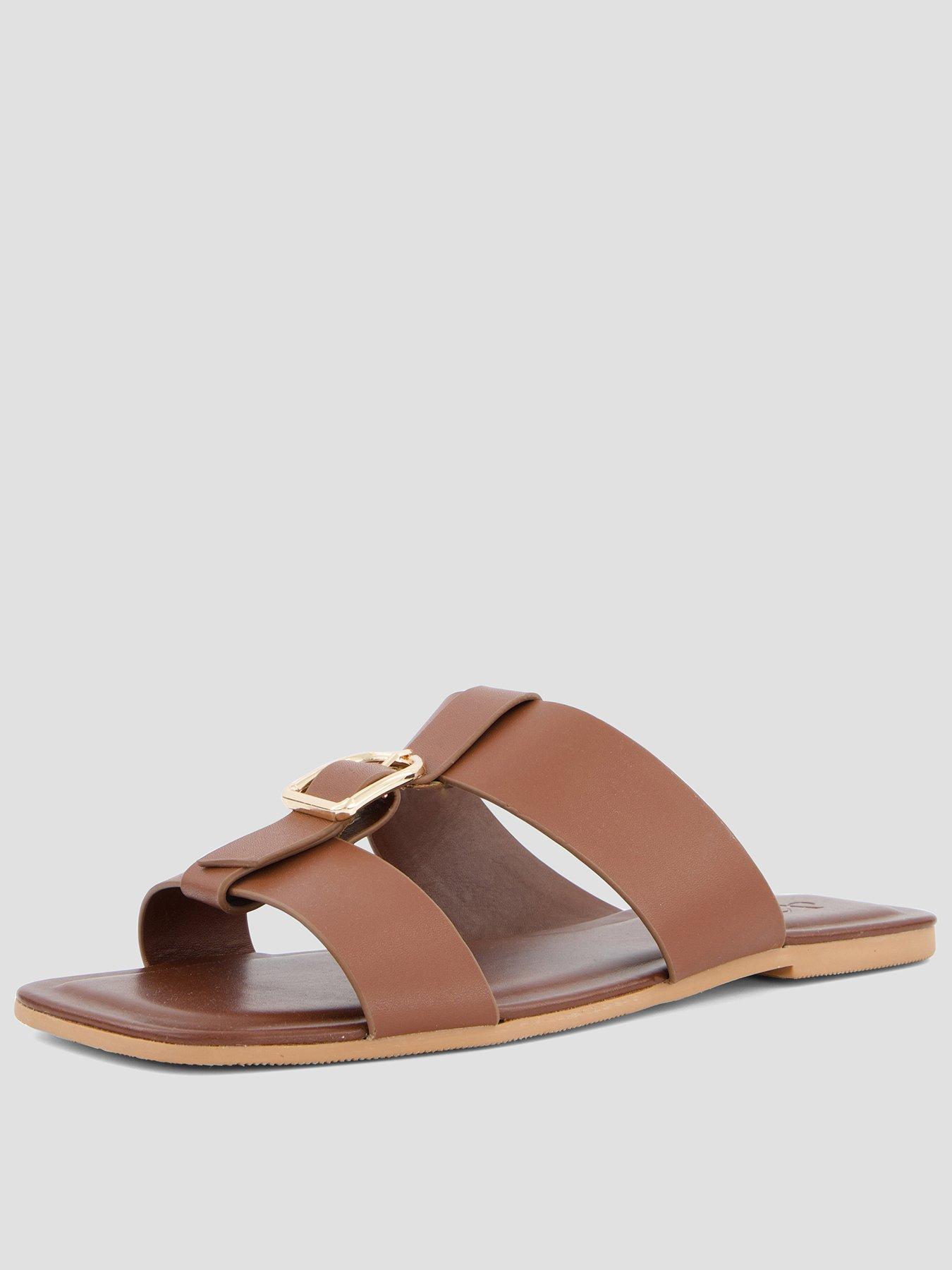 The Very Collection Real Leather Buckle Slider - Brown