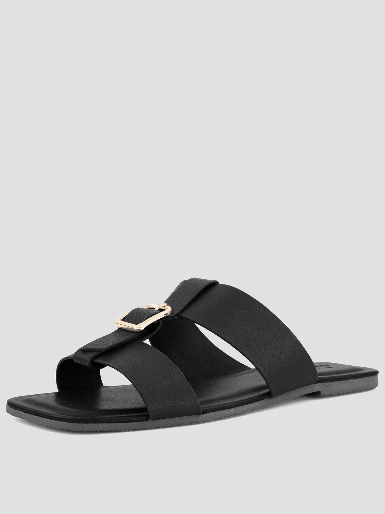 The Very Collection Real Leather Buckle Slider - Black