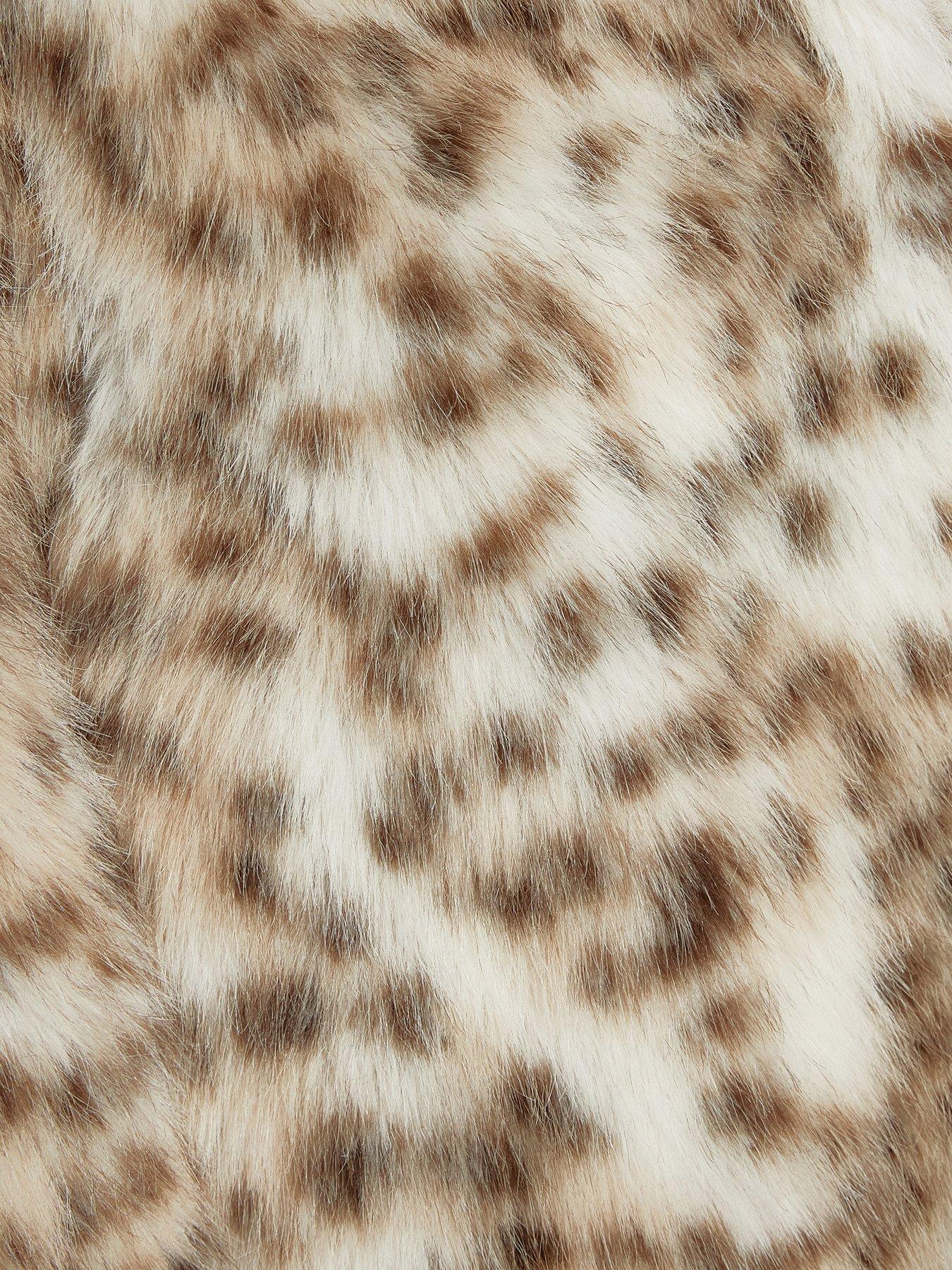 Ohio Faux Fur Leopard Print Jacket Brown