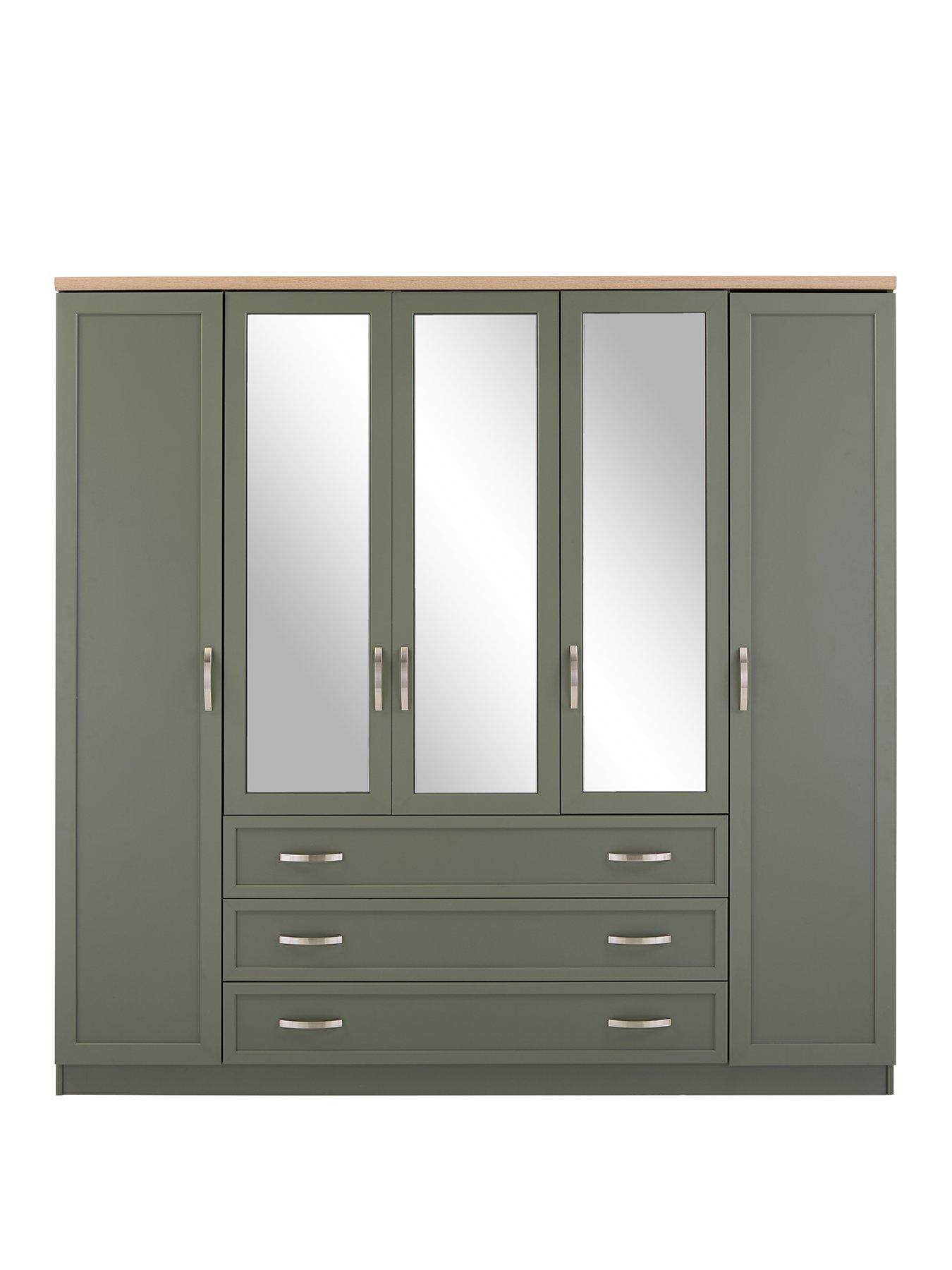The Very Collection Camberley 5 Door 3 Drawer Mirrored Wardrobe