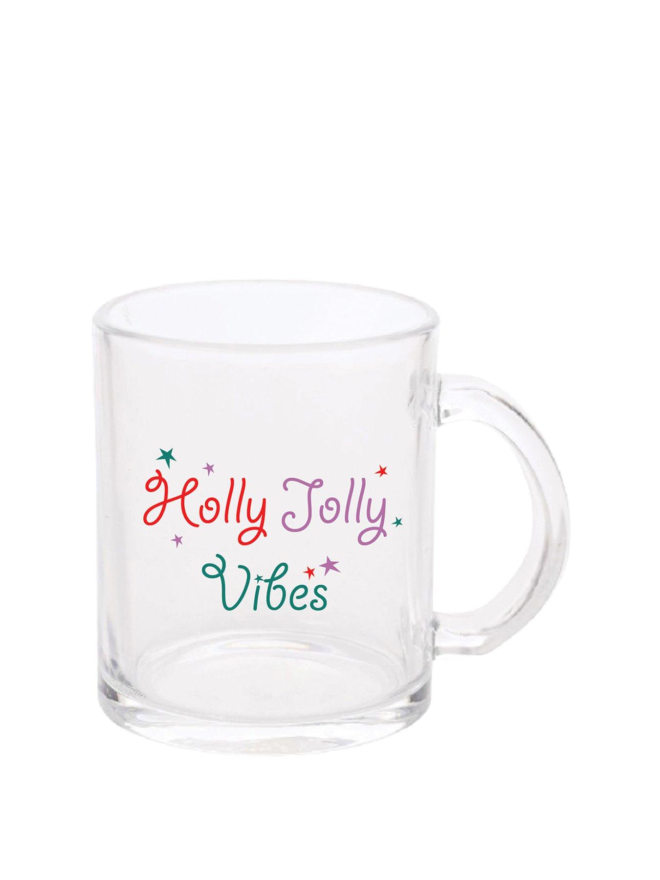 The Christmas Gift Co Holly Jolly Vibes Glass Mug