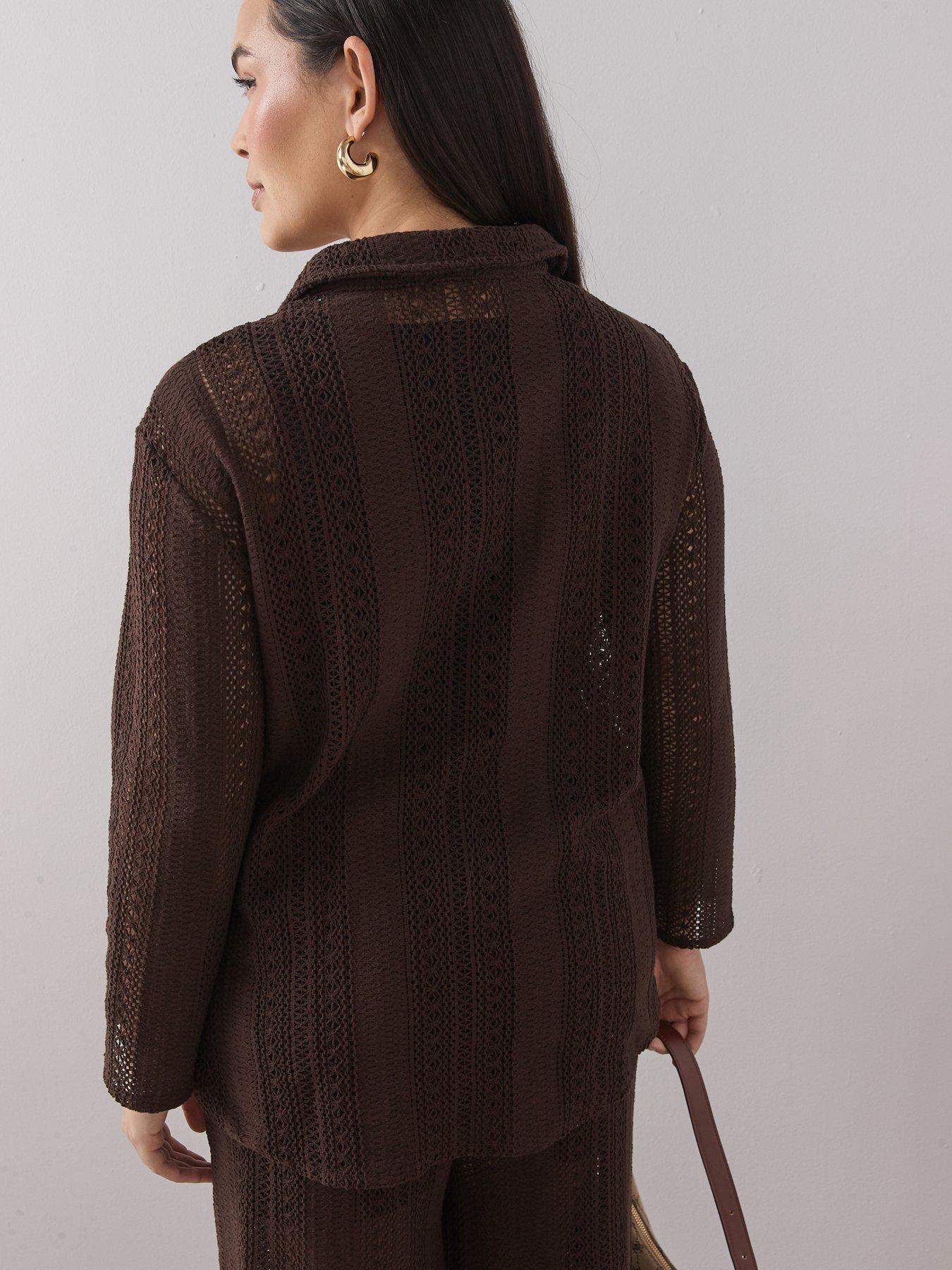 Image 2 of 6 of The Very Collection Curve Crochet Shirt Co-ord