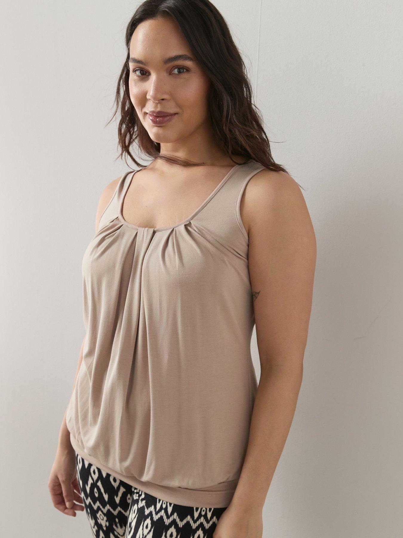The Very Collection Curve Banded Hem Vest - Beige