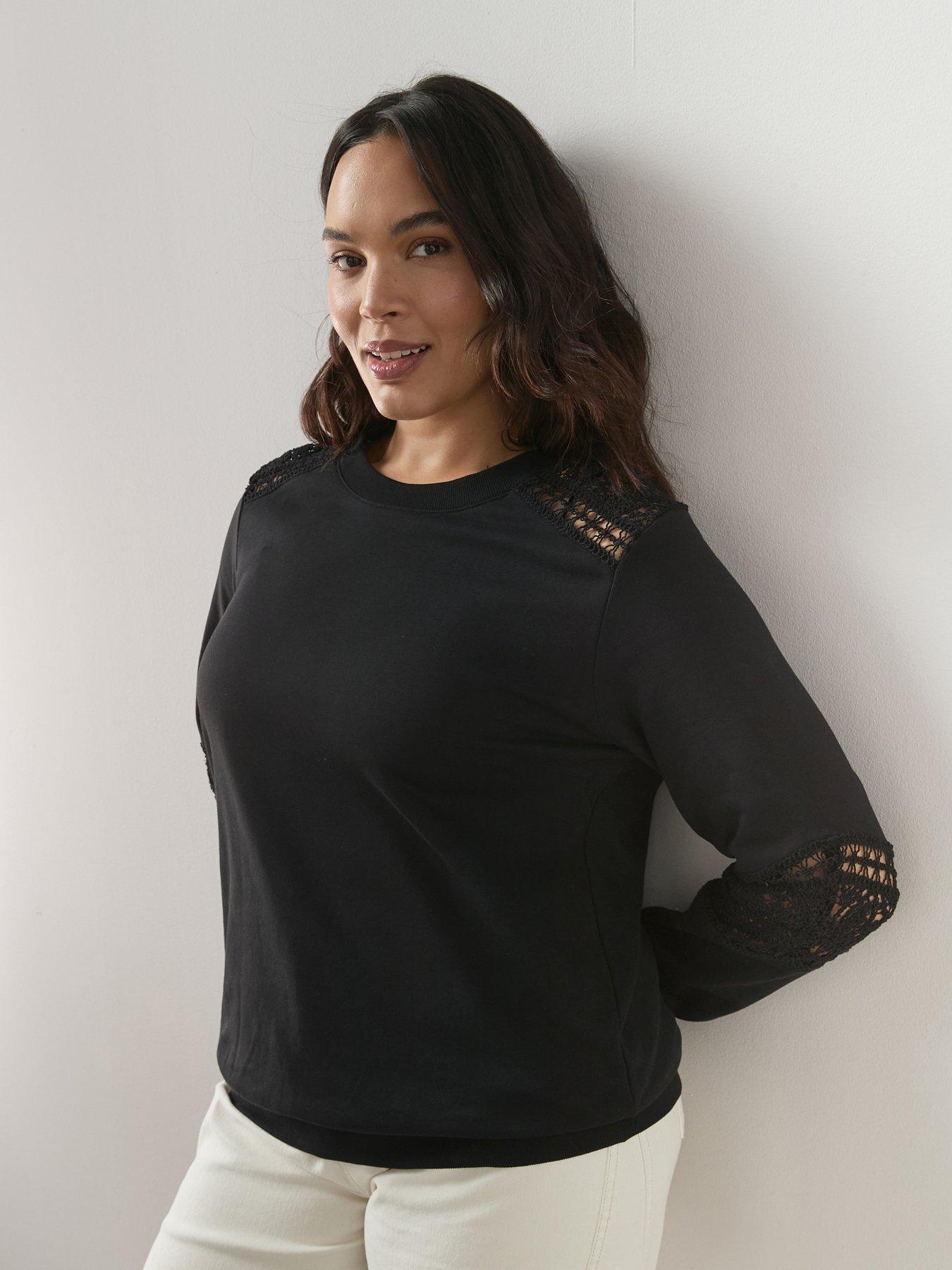 The Very Collection Curve Lace Insert Sweatshirt - Black