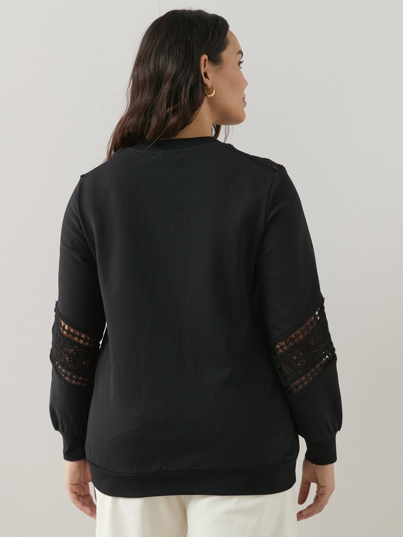 Image 2 of 6 of The Very Collection Curve Lace Insert Sweatshirt - Black