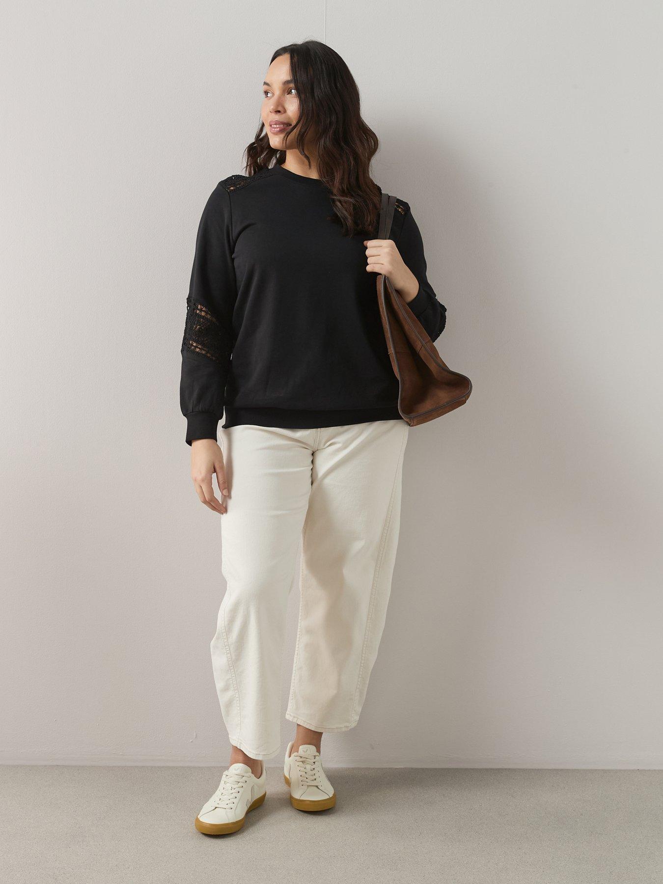 Image 3 of 6 of The Very Collection Curve Lace Insert Sweatshirt - Black