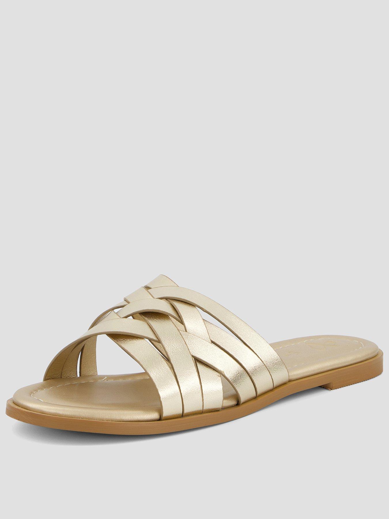 The Very Collection Wide Fit Strappy Slider - Gold