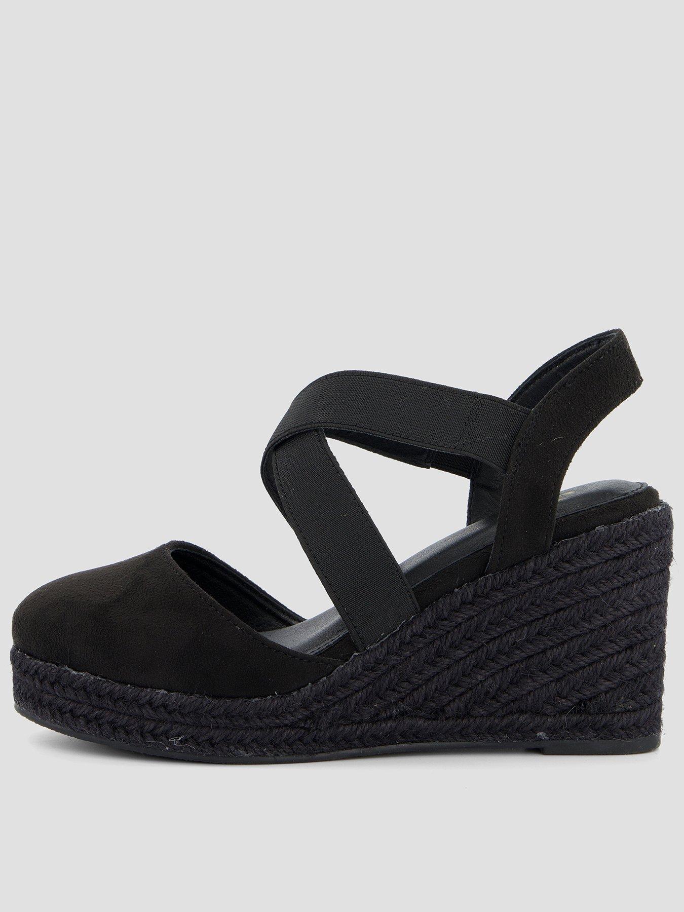 The Very Collection Wide Fit High Closed Toe Wedge Shoe - Black