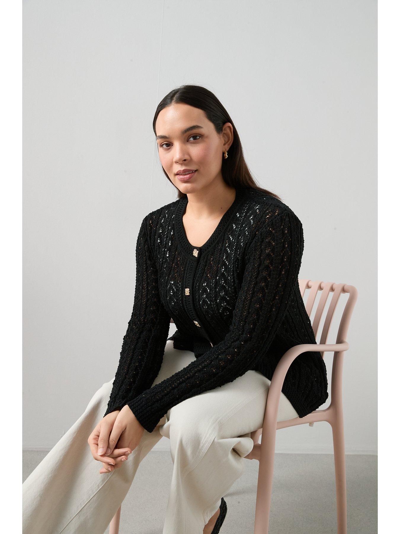 Image 5 of 6 of The Very Collection Curve Button Detail Cardigan